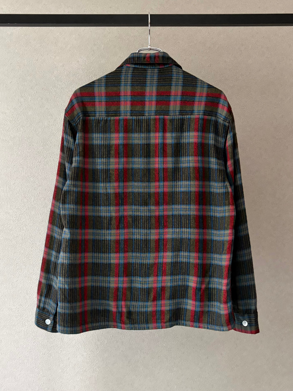 60's Fox Knapp open collar wool shirt “Made in USA”