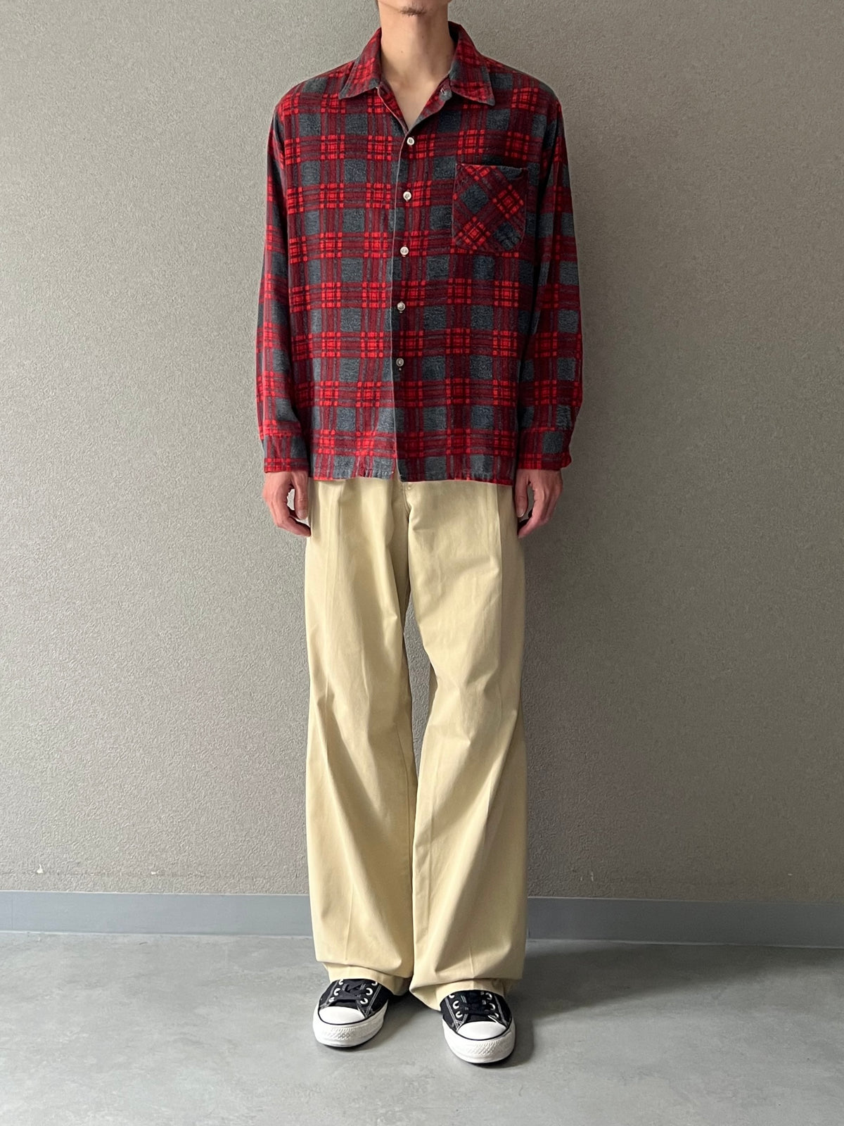 70's JC.Penney open collar flannel shirt