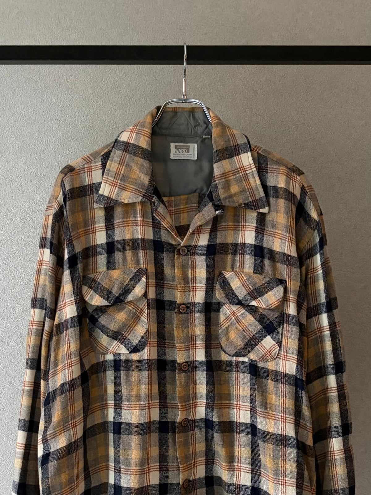 70's MONTGOMERY WARD open collar wool shirt