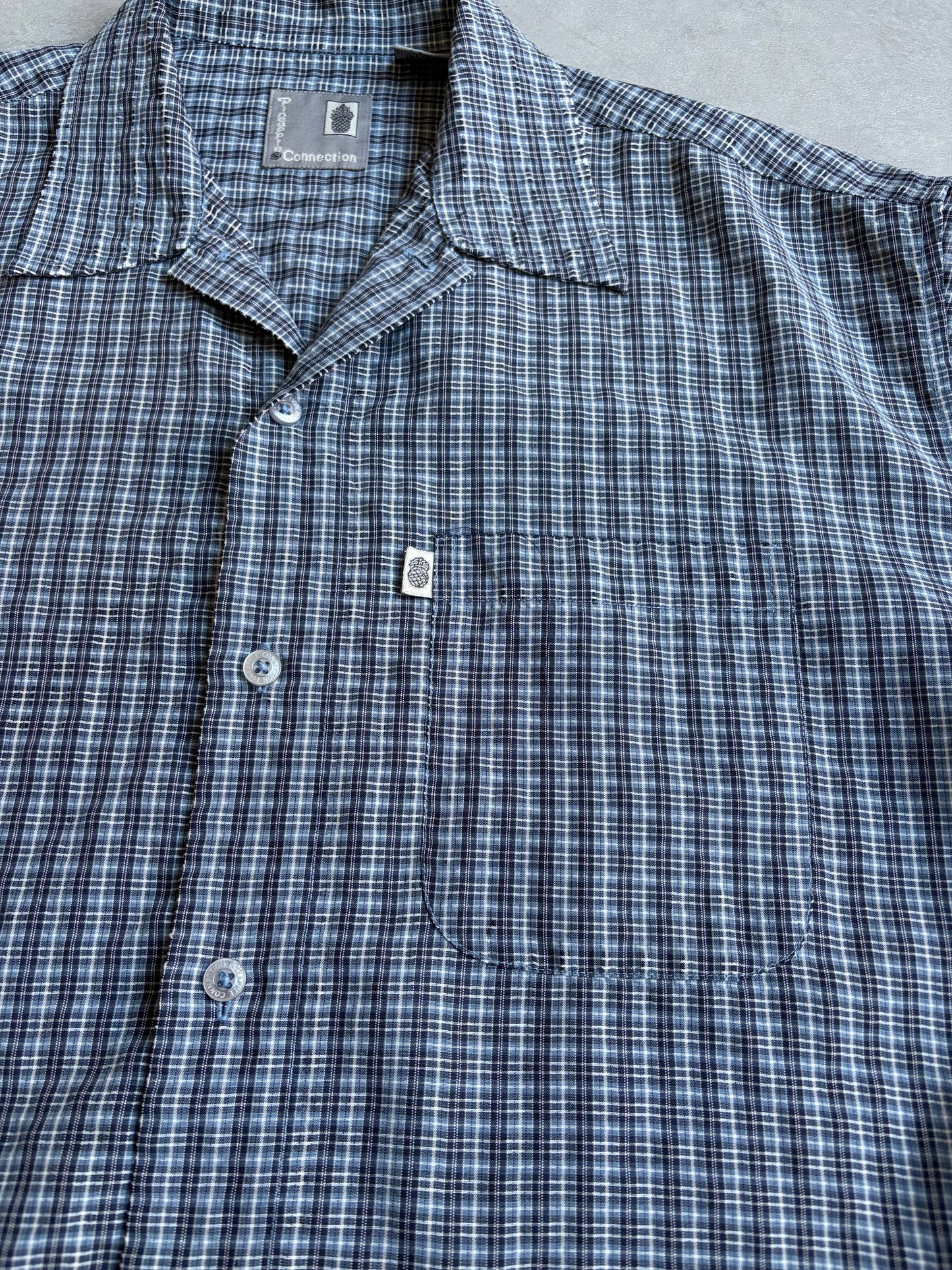00's Pineapple Connection open collar shirt