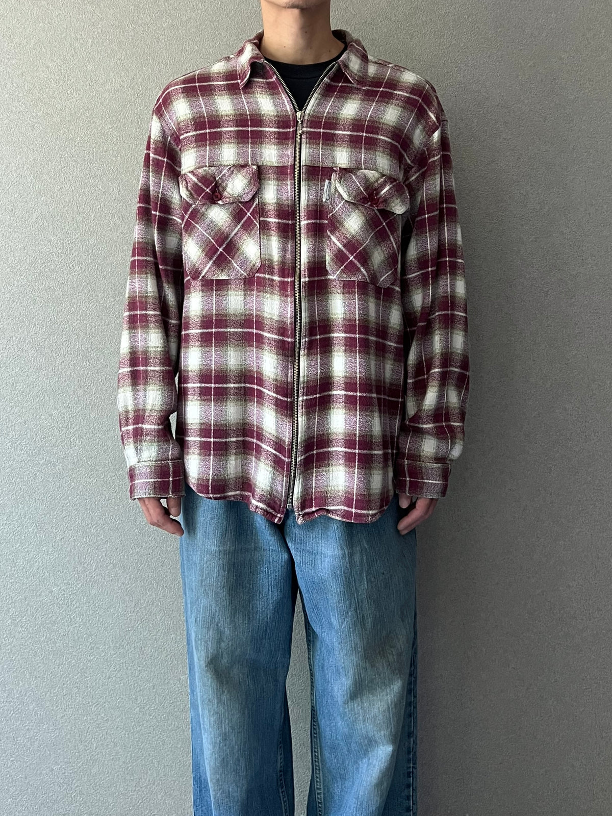 90's PILOT SPORT zip up flannel shirt