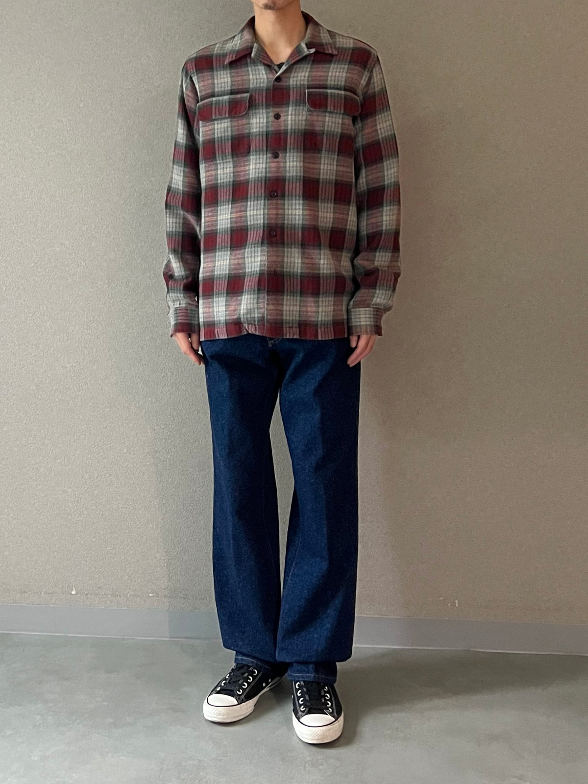 90's POLO SPORT open collar flannel shirt