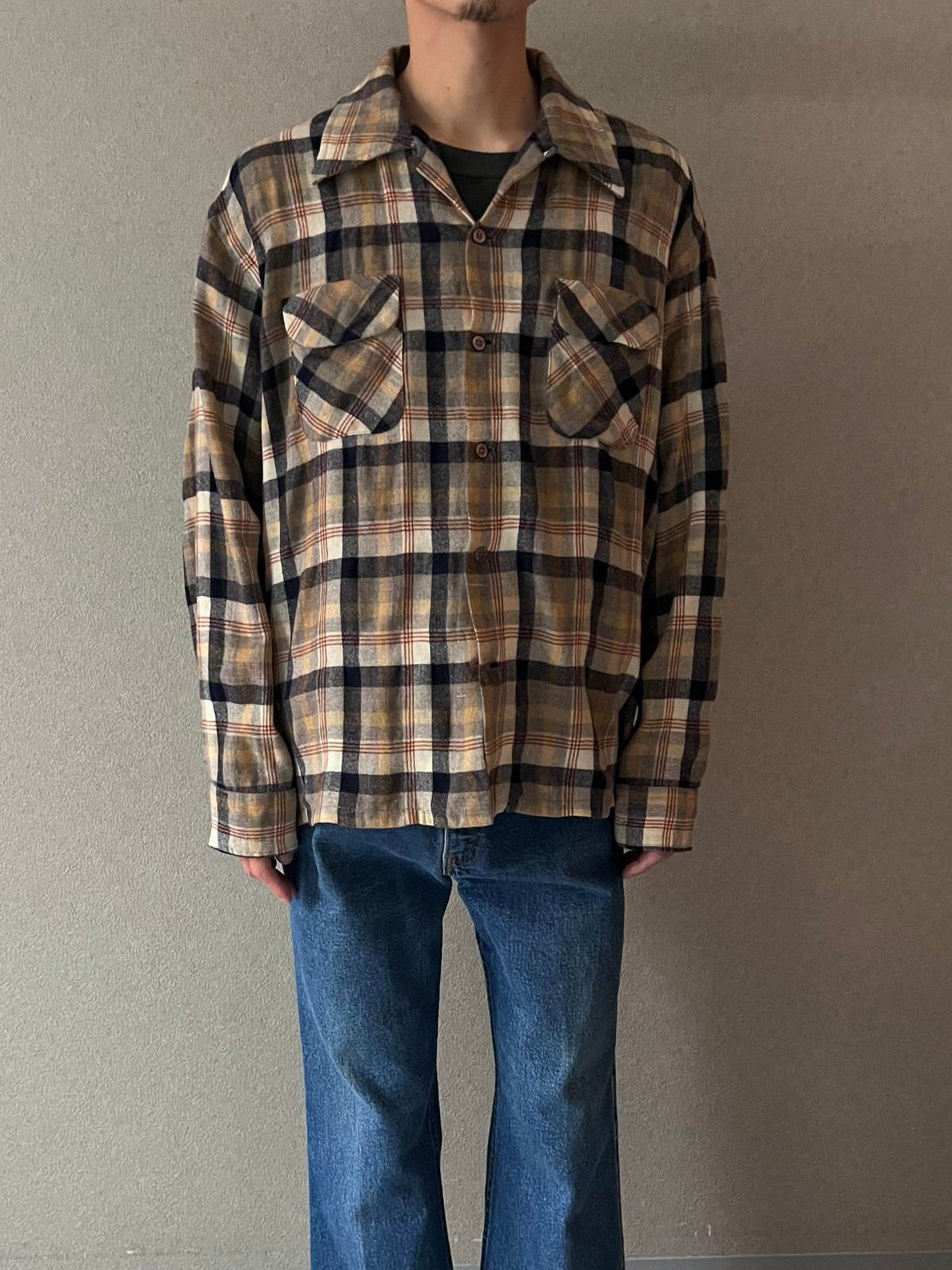 70's MONTGOMERY WARD open collar wool shirt