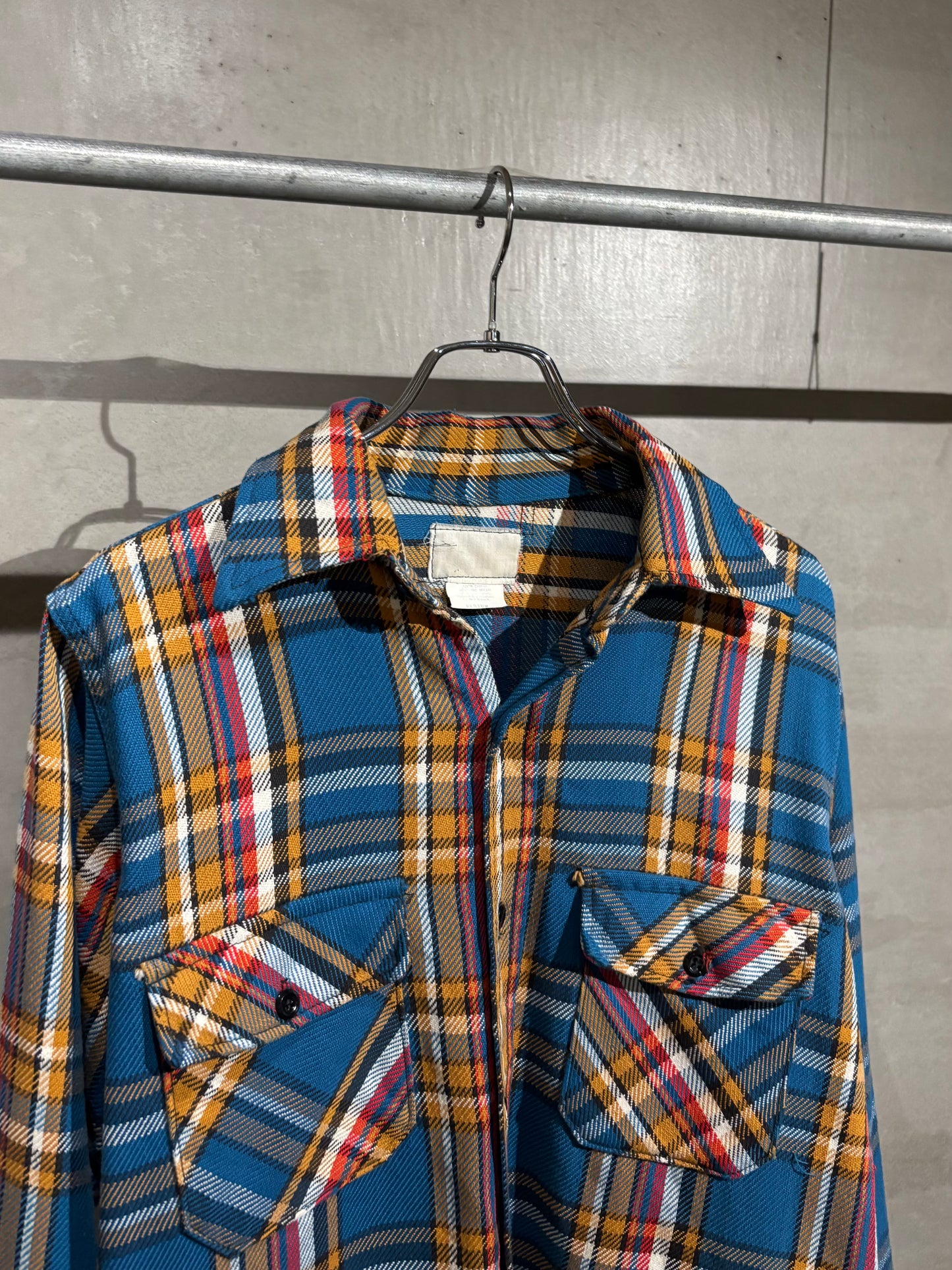 70's〜 UNKNOWN open collar  flannel shirt
