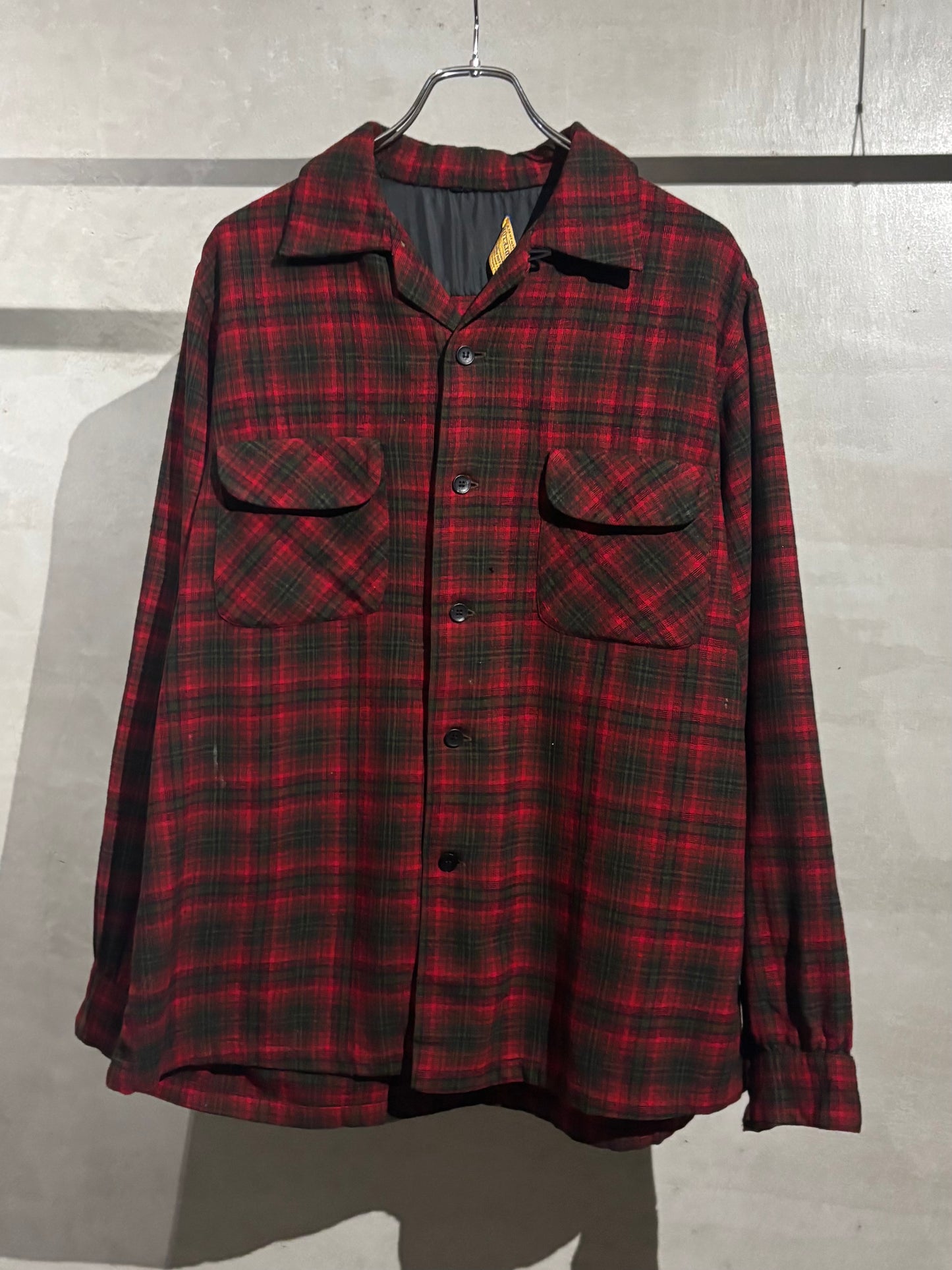 50's PENDLETON open collar wool shirt “Made in USA”