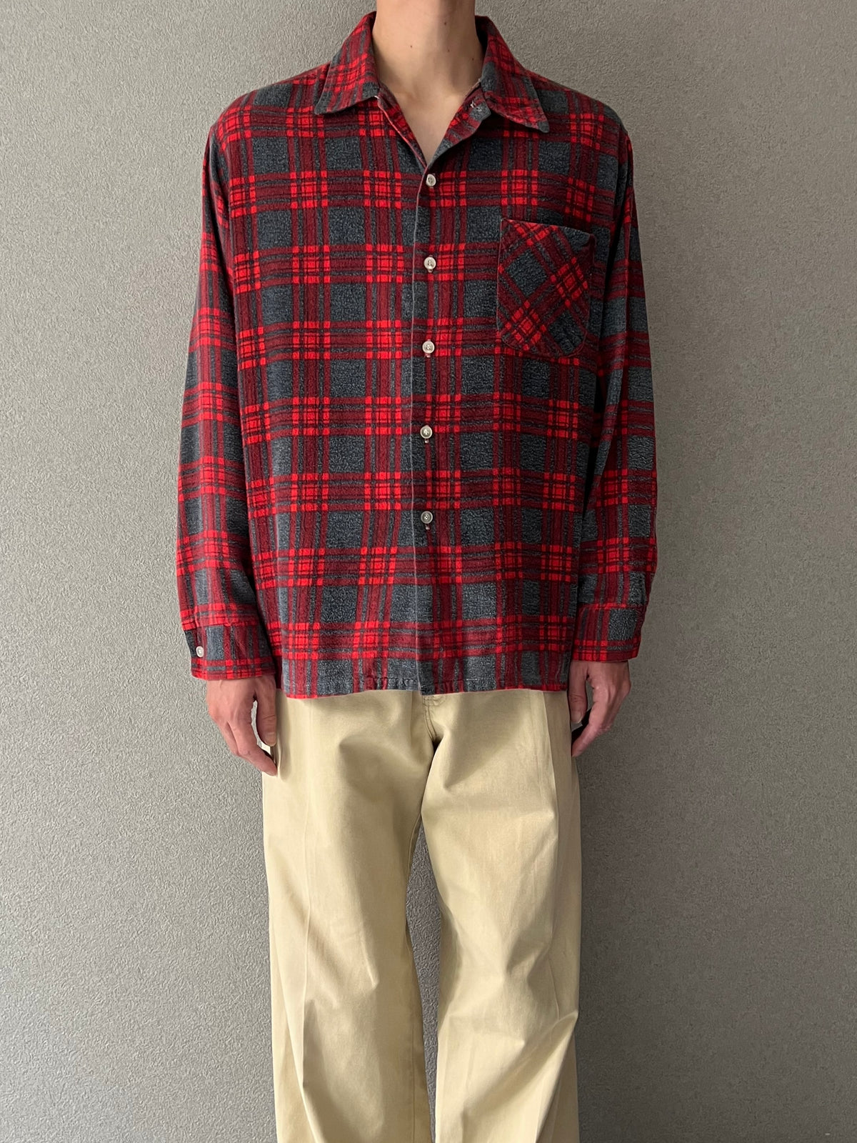 70's JC.Penney open collar flannel shirt
