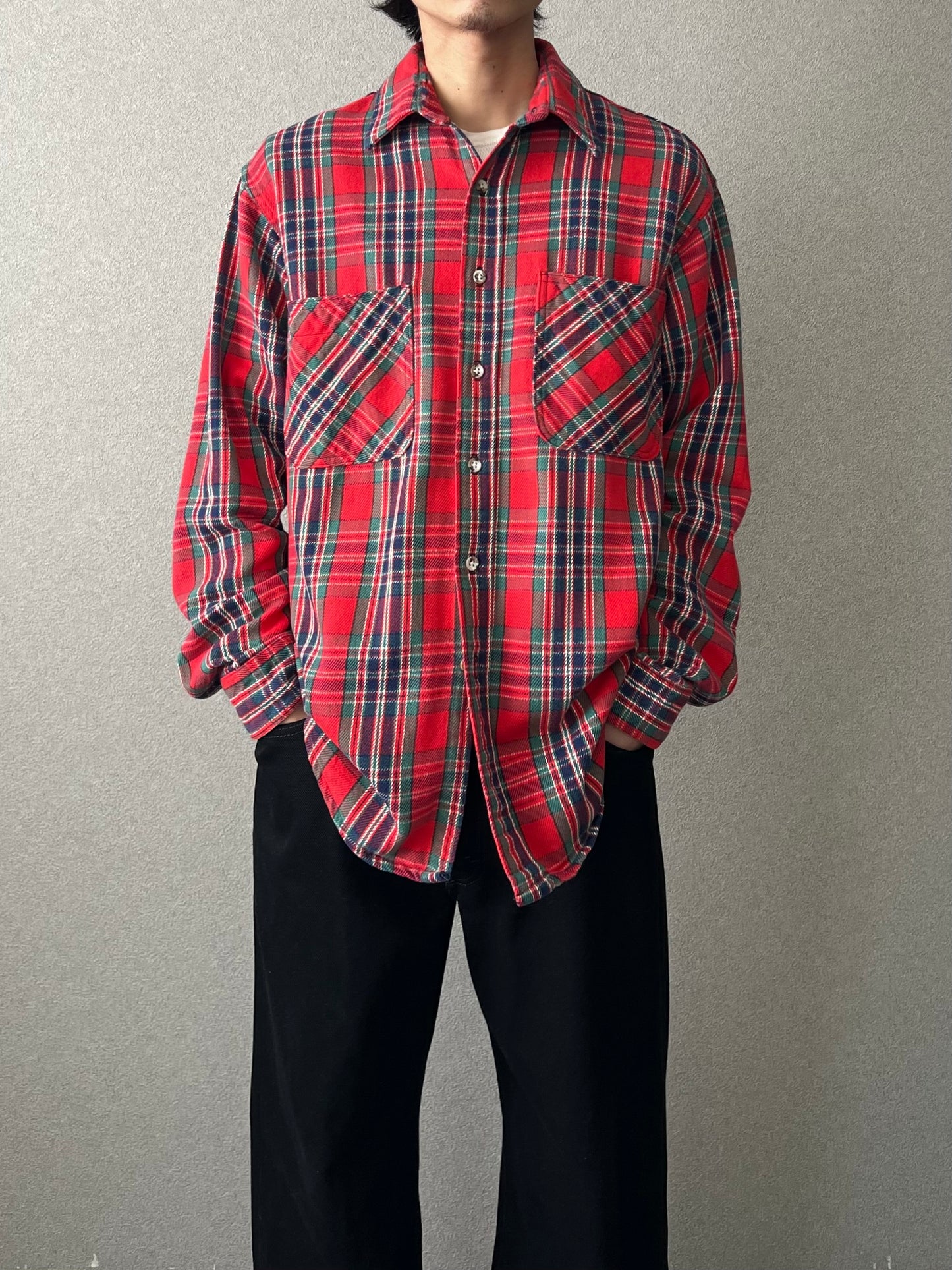 80's ST. JOHN'S BAY × BIG MAC flannel shirt “Made in USA”