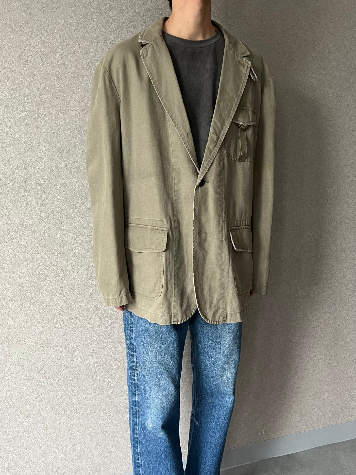 90's Polo Ralph Lauren cotton × linen tailored jacket