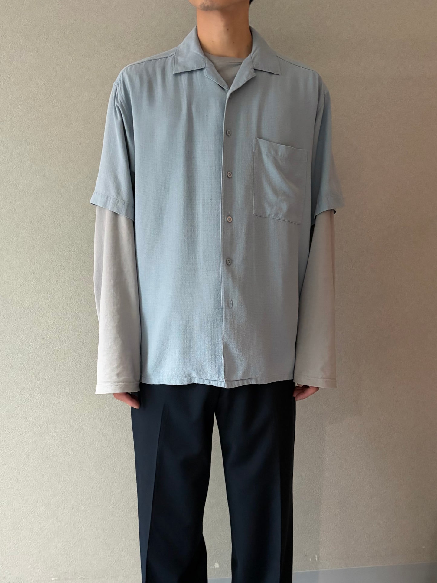 00's DENVER HAYES open collar silk shirt