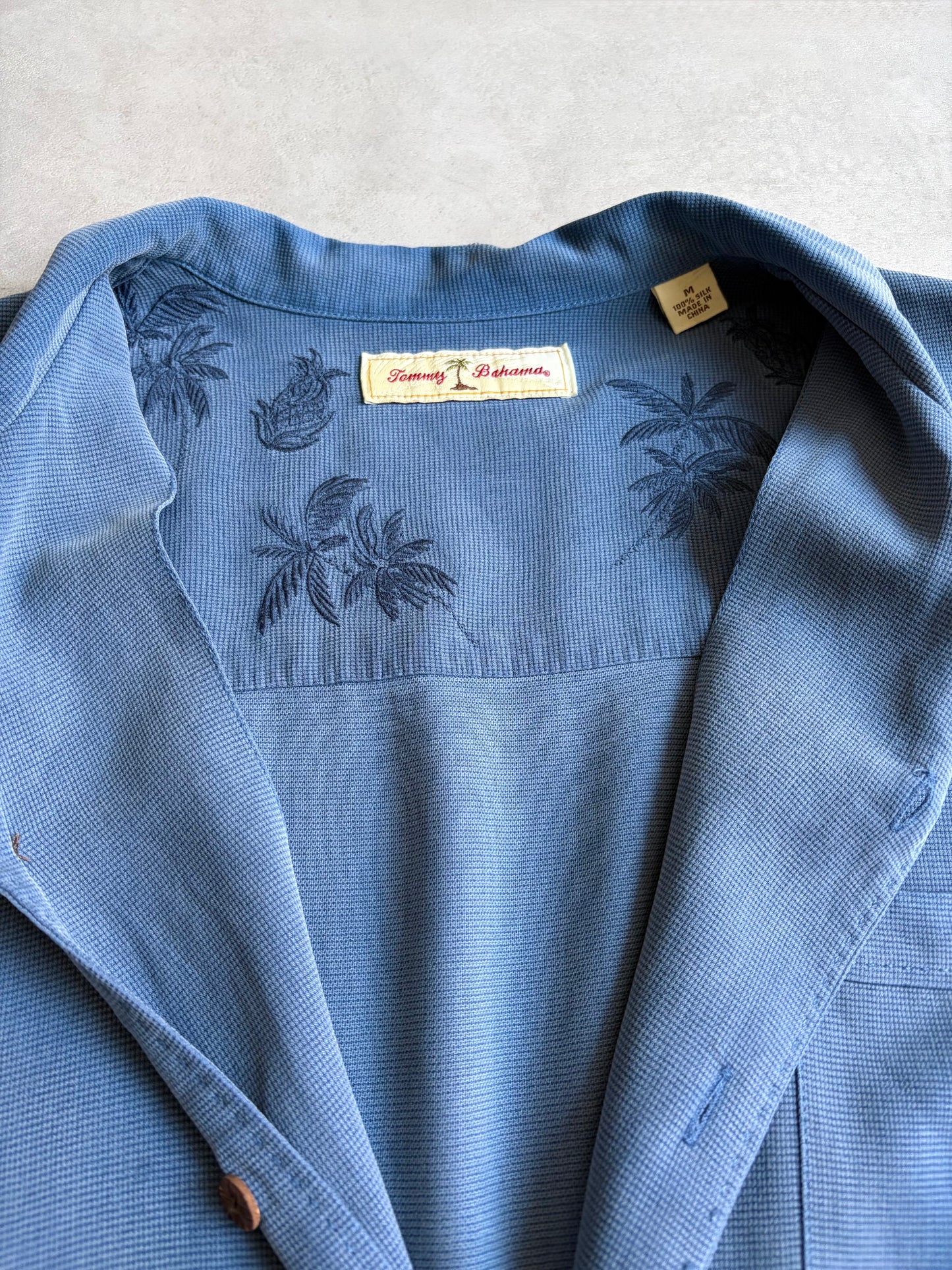 00's Tommy Bahama open collar silk shirt