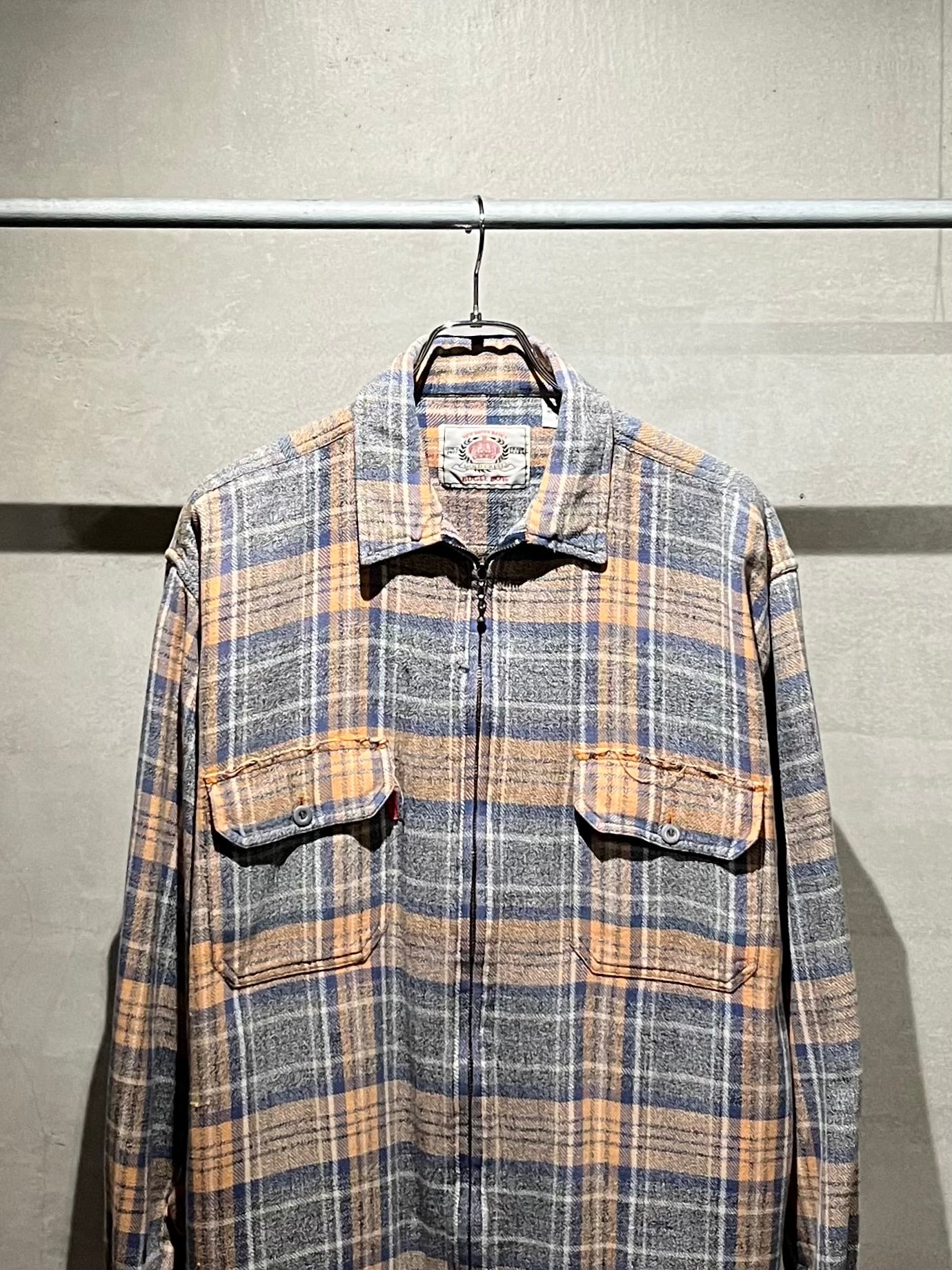 90's BUGLE BOY zip up flannel shirt