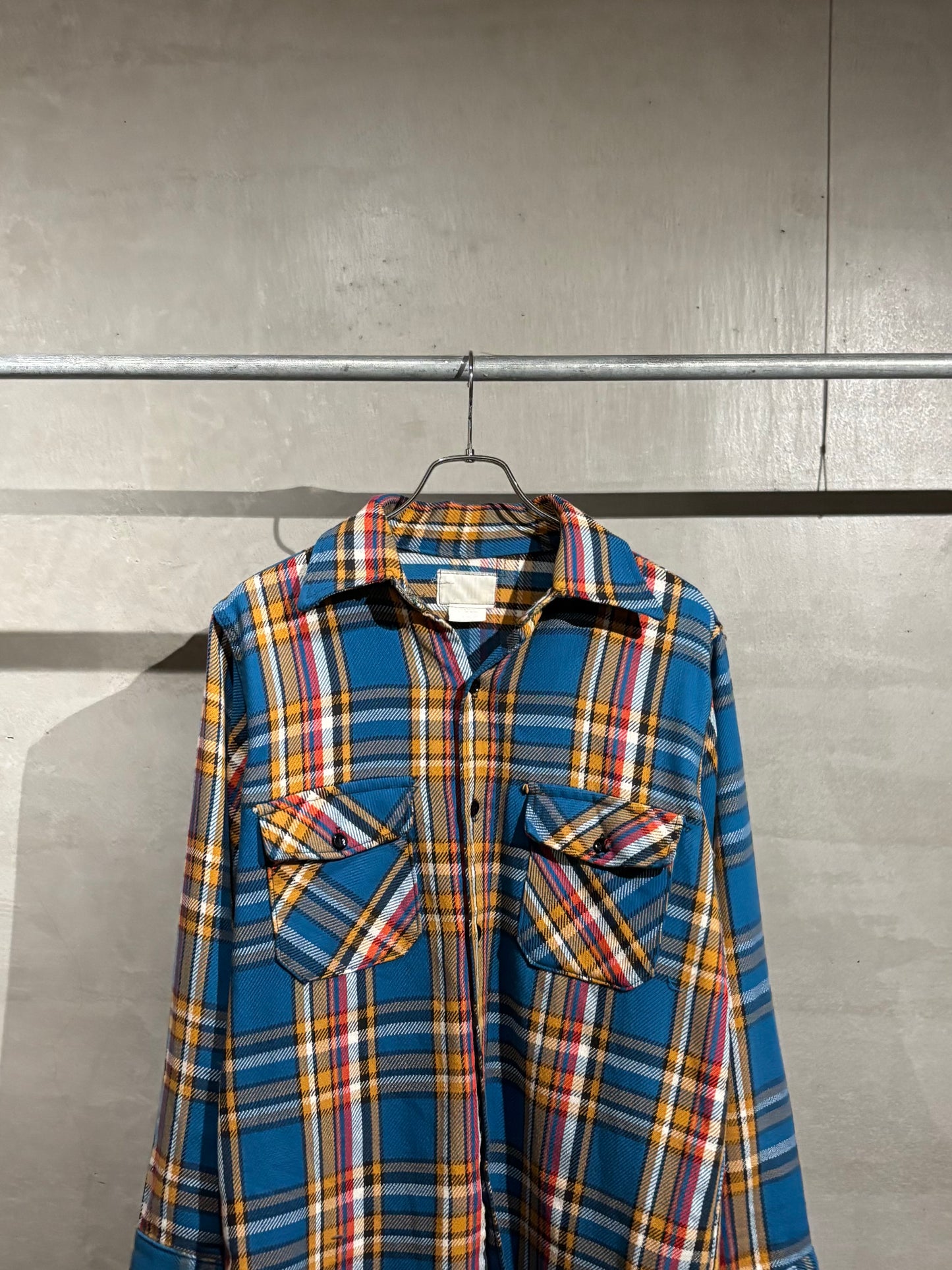 70's〜 UNKNOWN open collar  flannel shirt