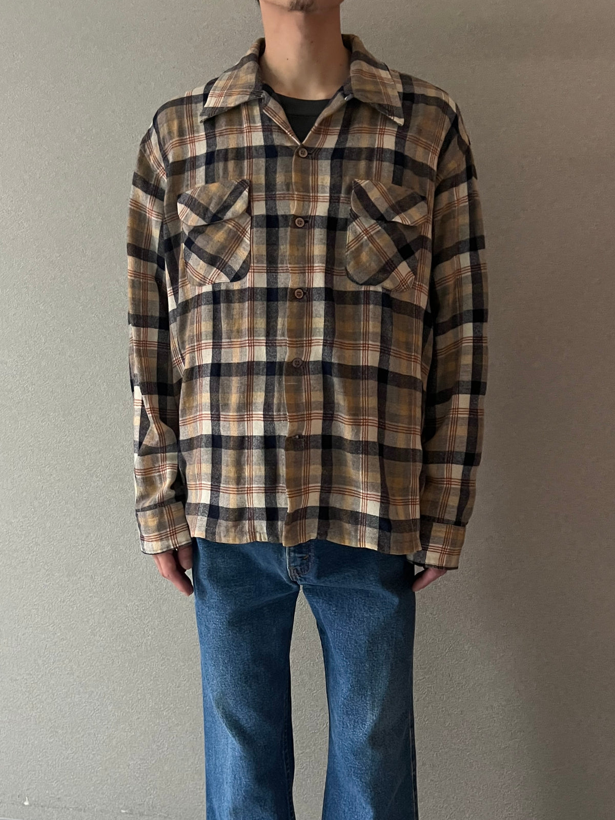 70's MONTGOMERY WARD open collar wool shirt