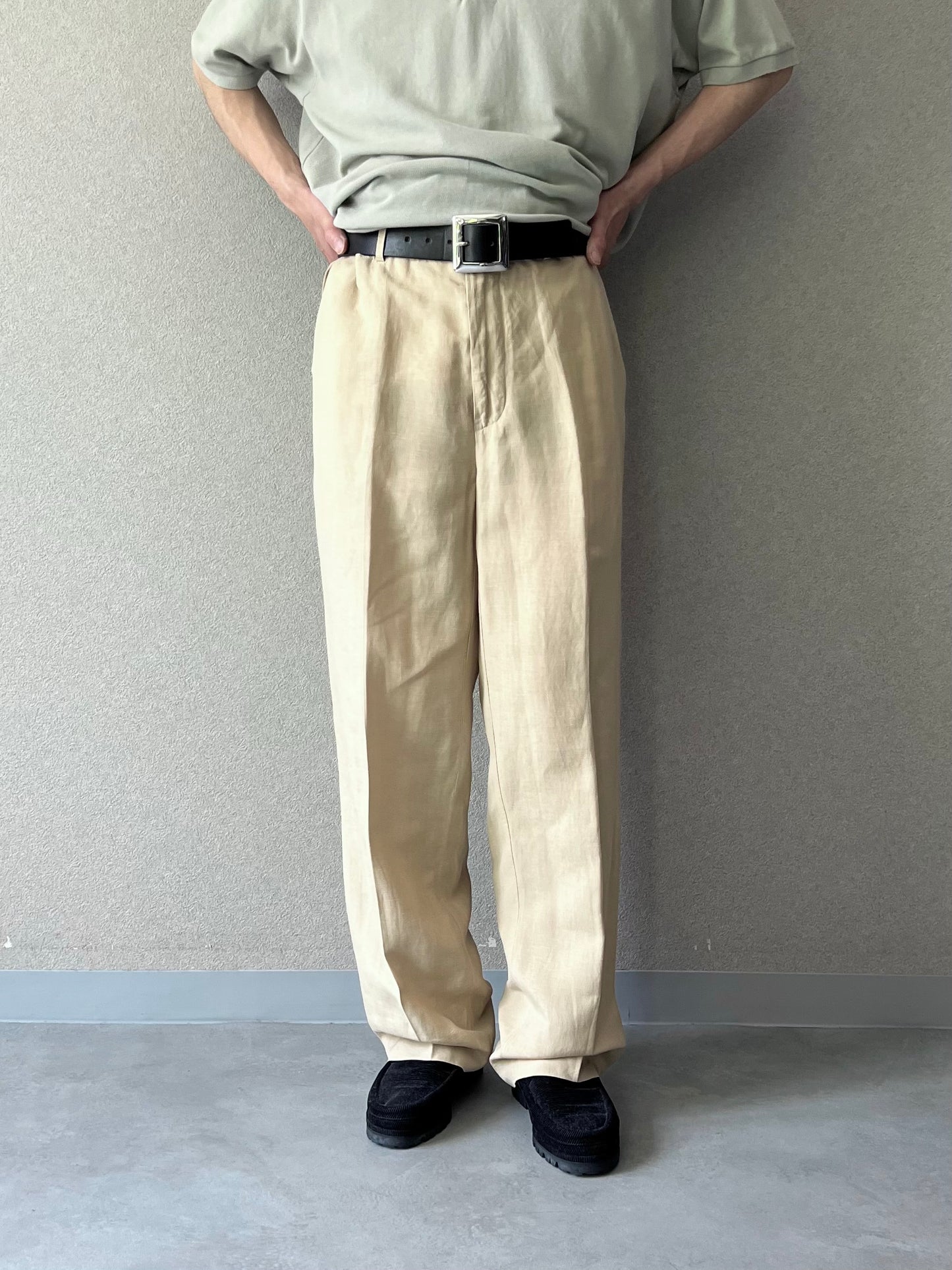 00's Polo Ralph Lauren linen × silk slacks