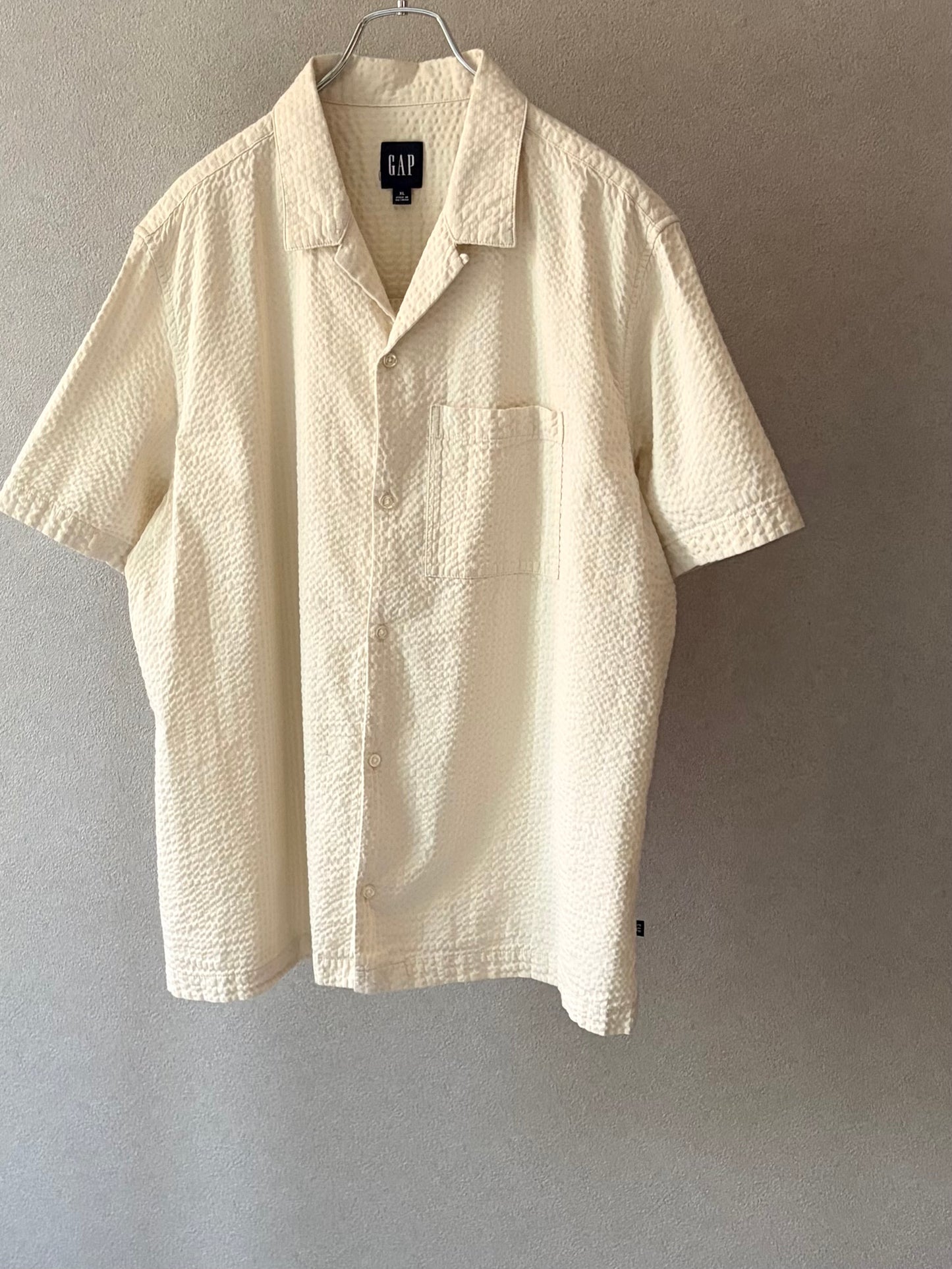 00's GAP seersucker open collar shirt