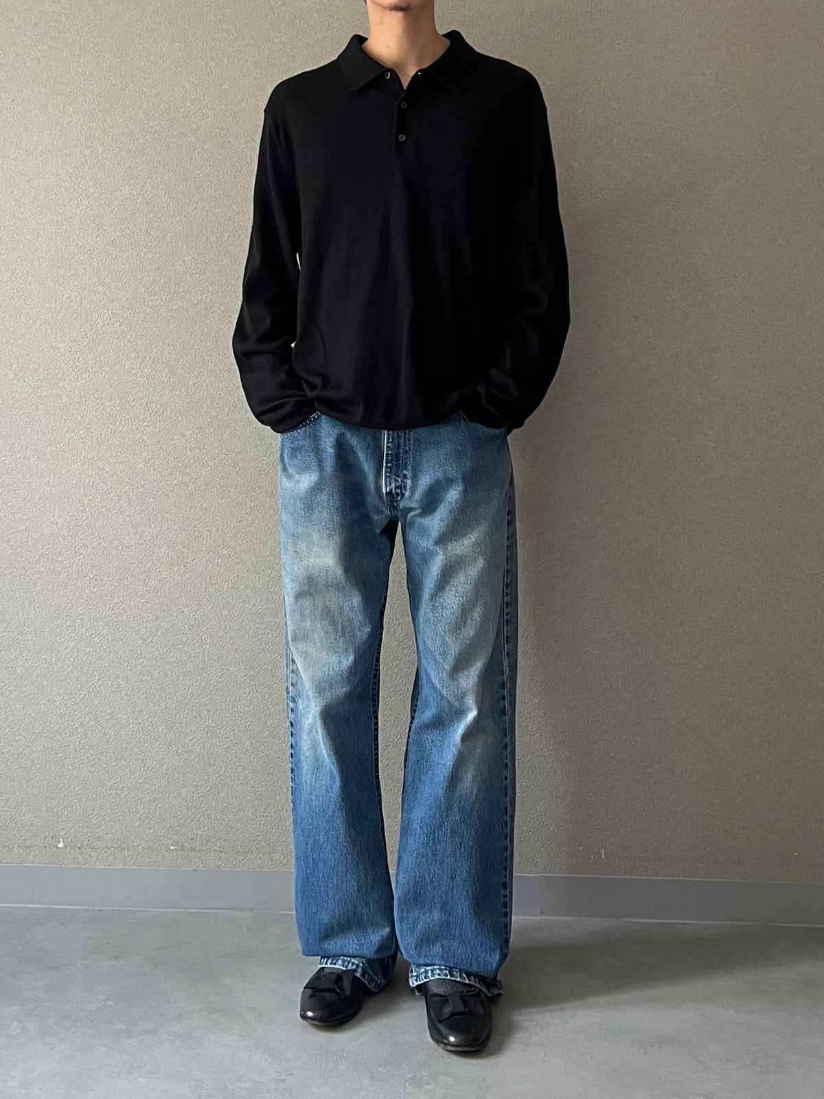 00's JOSEPH ABBOUND wool knit polo shirt