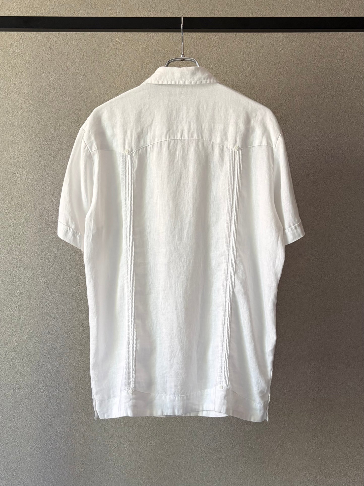 00's CUBAVERA S/S open collar linen guayabera shirt