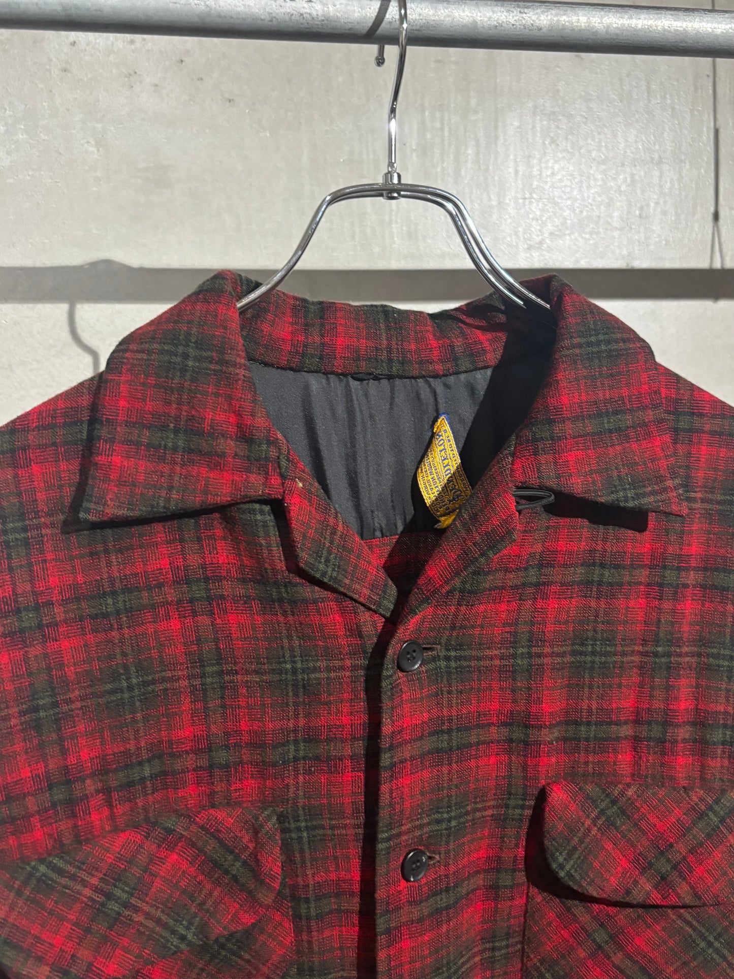 50's PENDLETON open collar wool shirt “Made in USA”