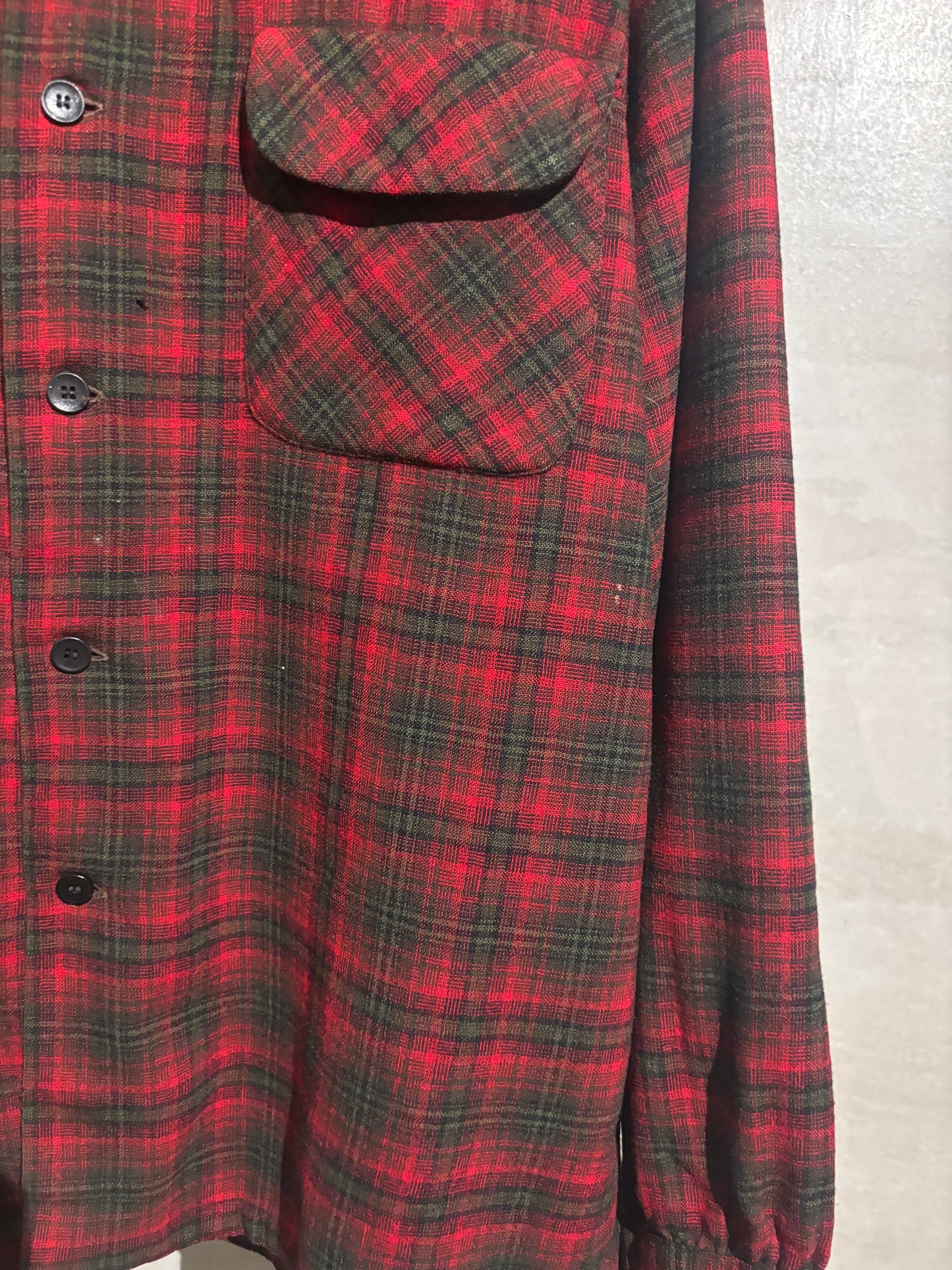 50's PENDLETON open collar wool shirt “Made in USA”
