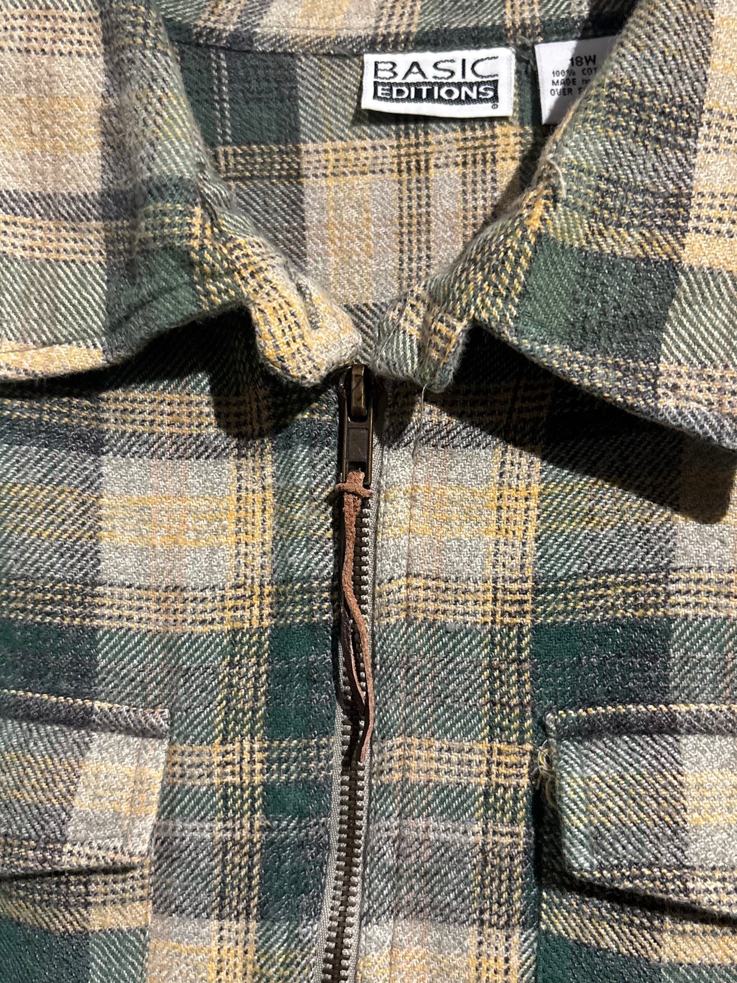 90s BASIC EDITION zip up flannel shirt