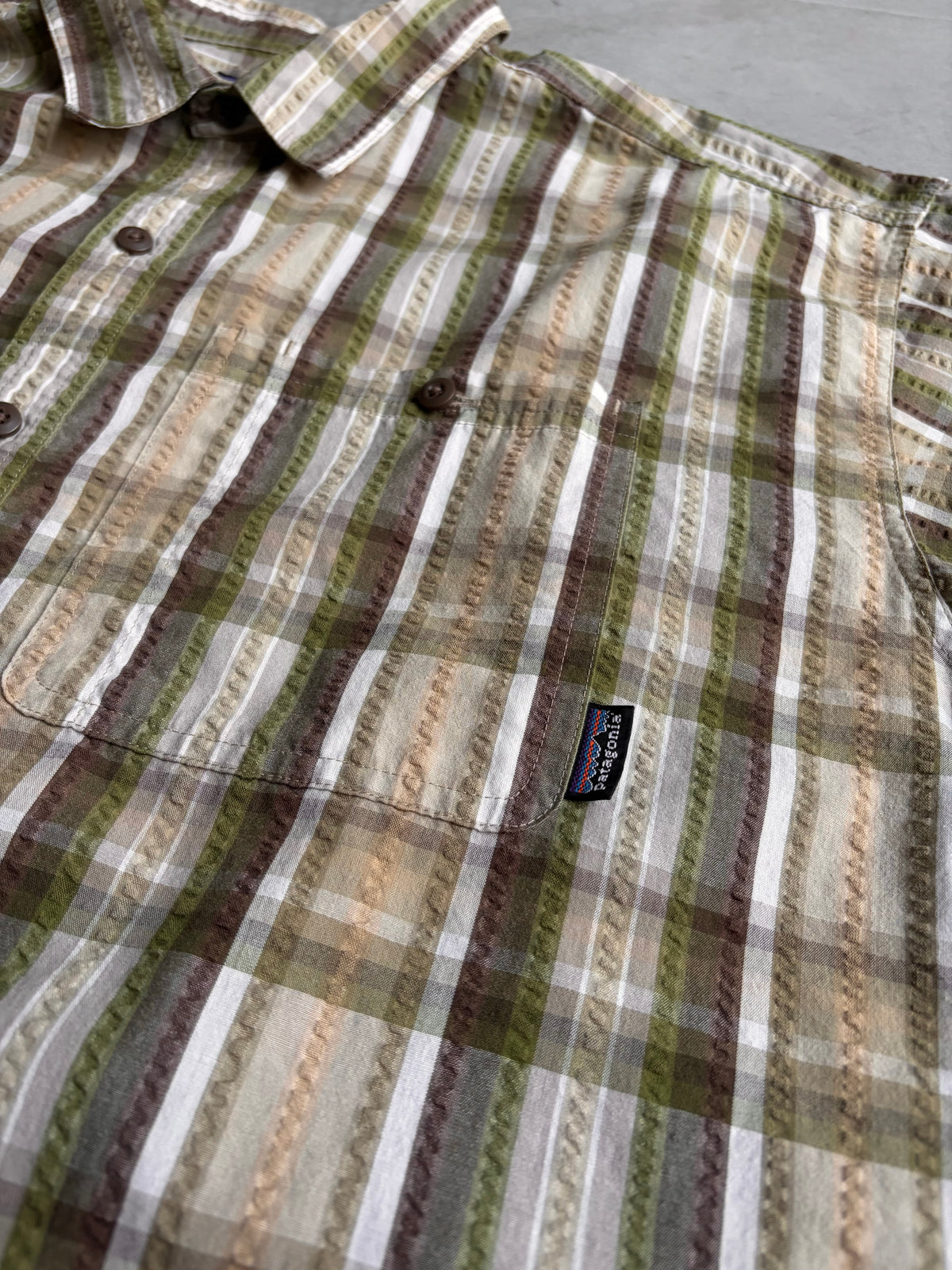 00's patagonia S/S seersucker shirt