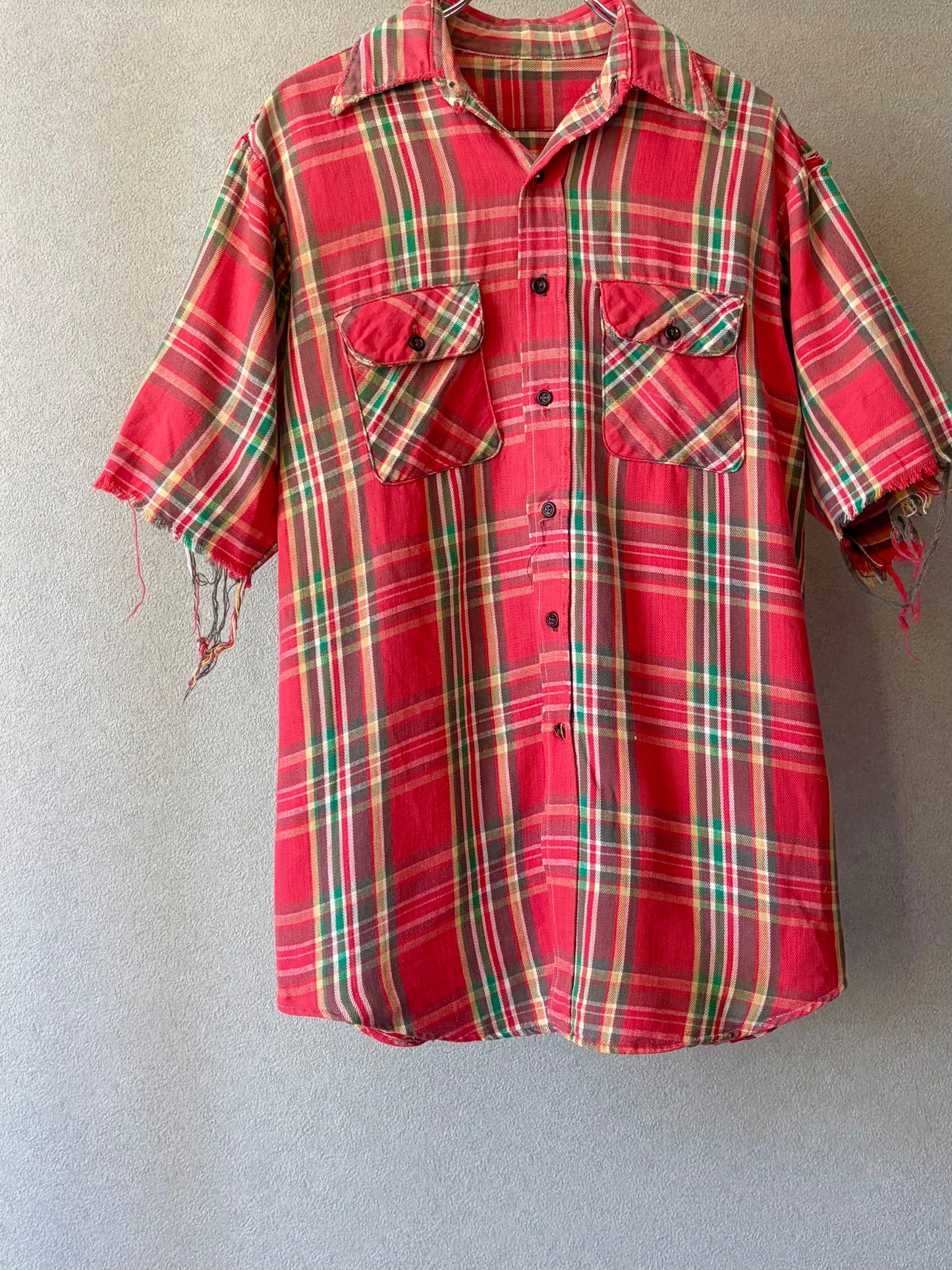 70's〜 UNKNOWN cutoff flannel shirt