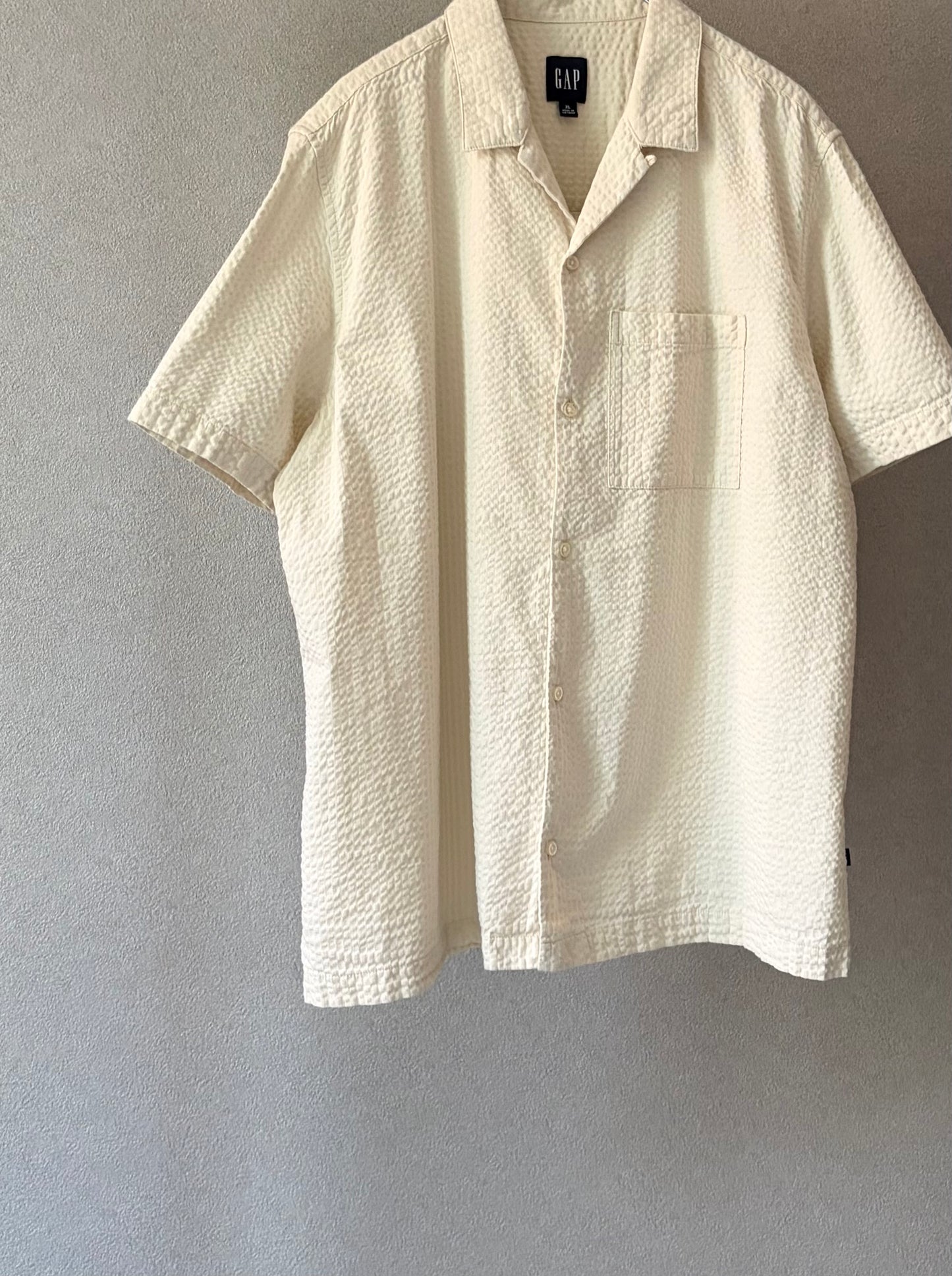 00's GAP seersucker open collar shirt