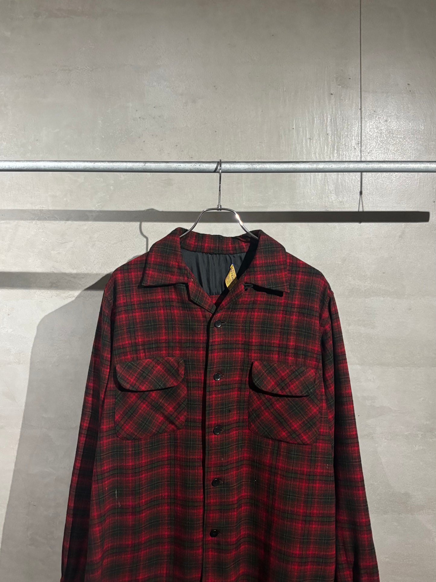 50's PENDLETON open collar wool shirt “Made in USA”