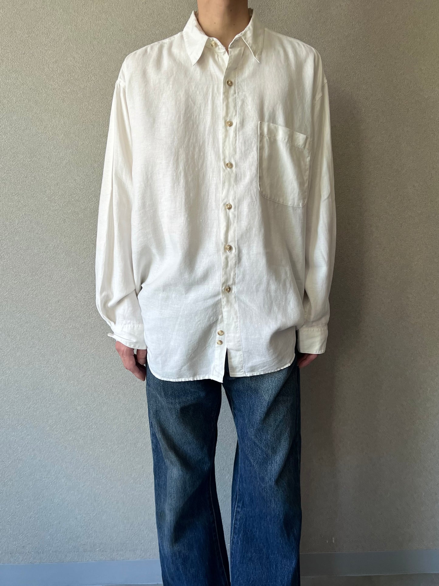 90's PERRY ELLIS linen shirt