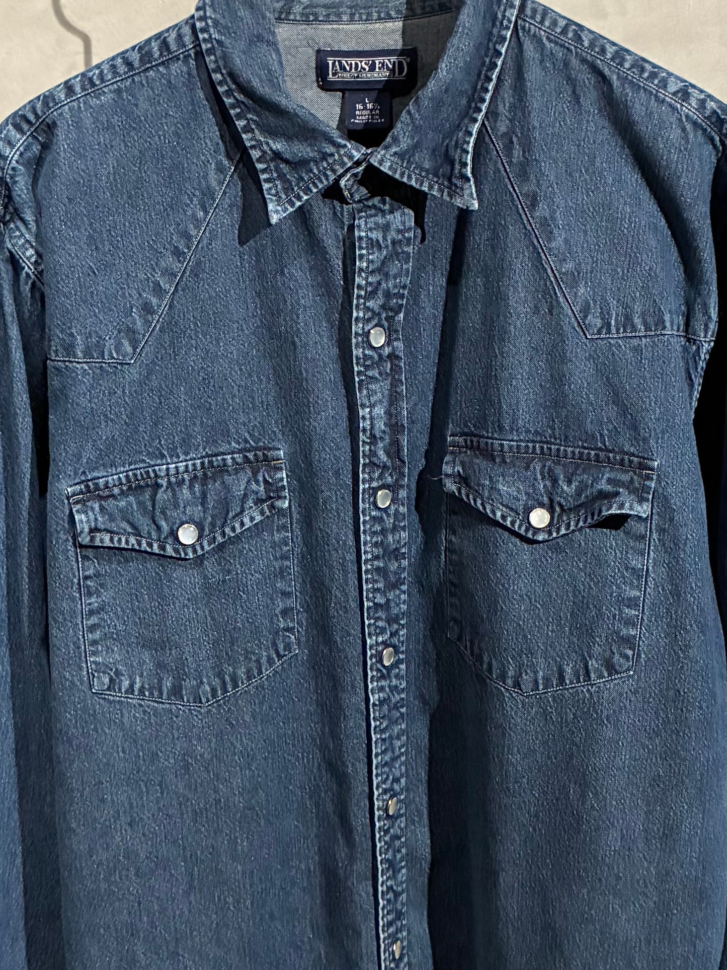 00's LANDS' END denim western shirt