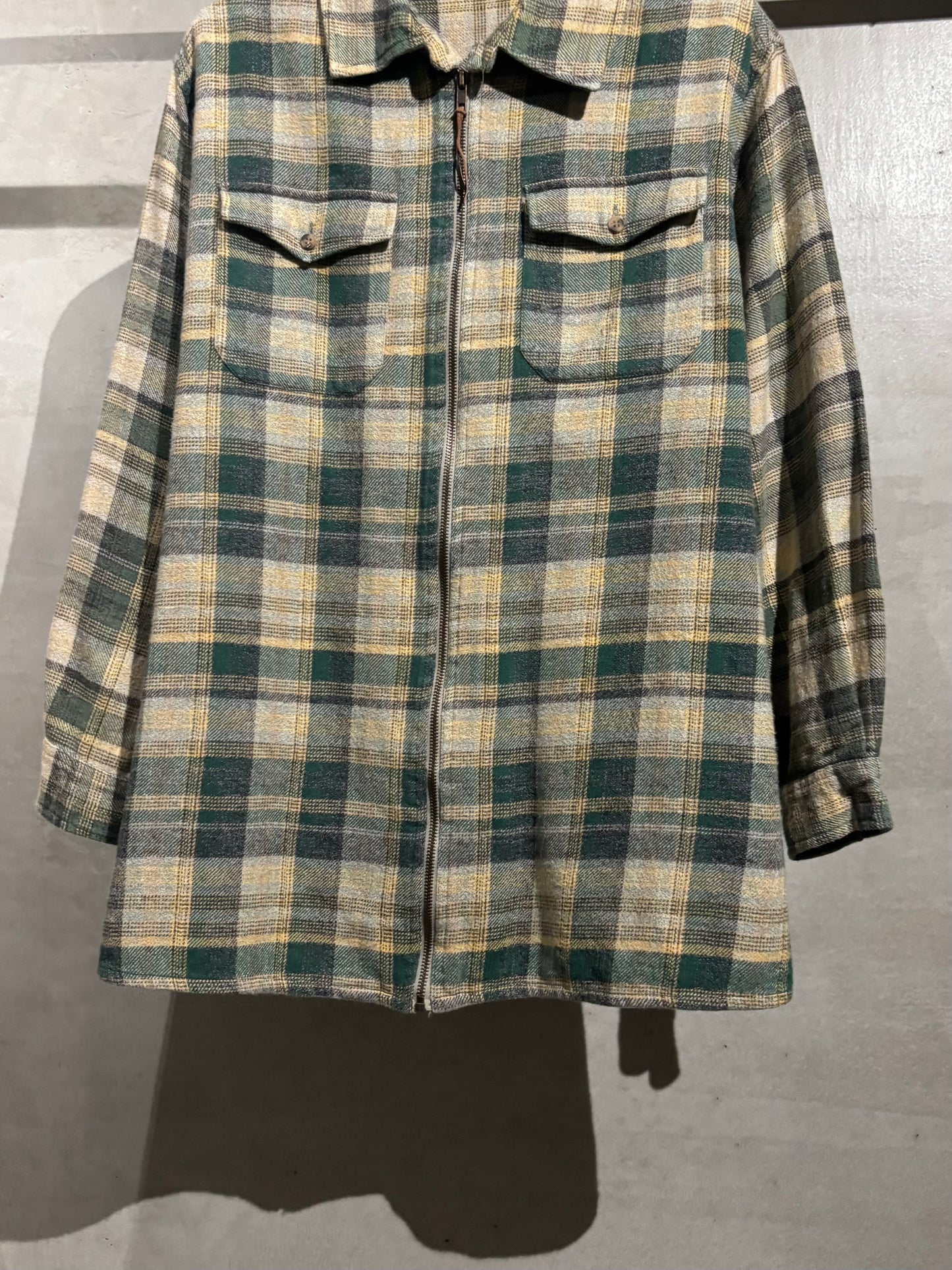 90s BASIC EDITION zip up flannel shirt