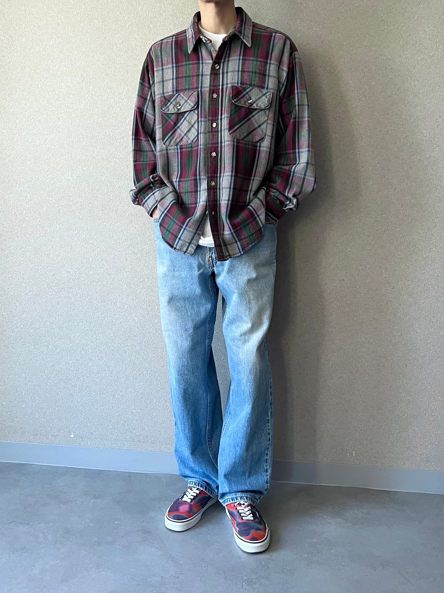 90's FIVE BROTHER flannel shirt