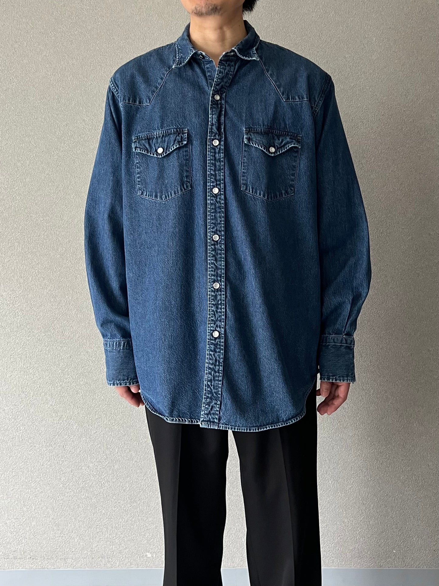 00's LANDS' END denim western shirt