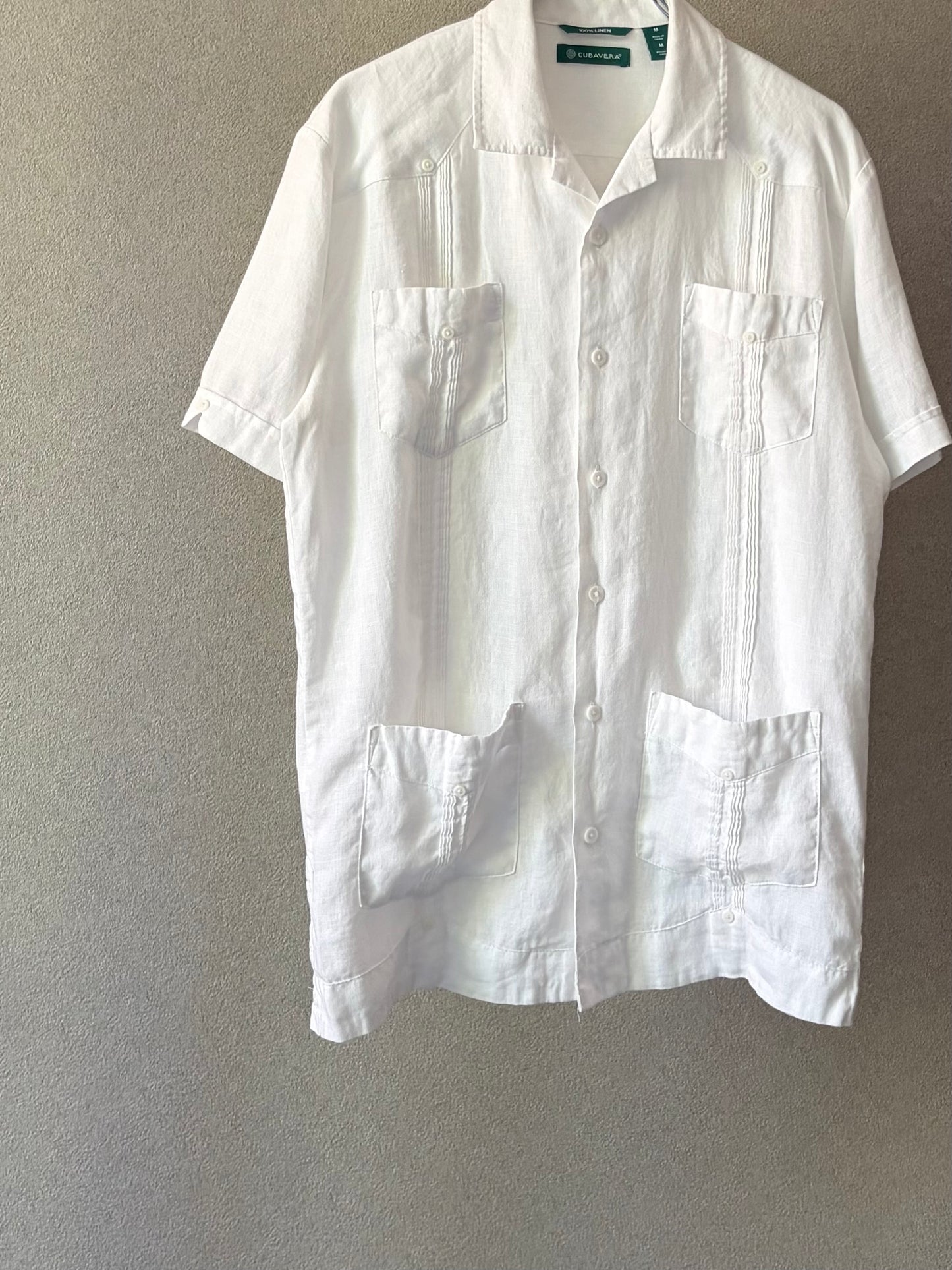 00's CUBAVERA S/S open collar linen guayabera shirt