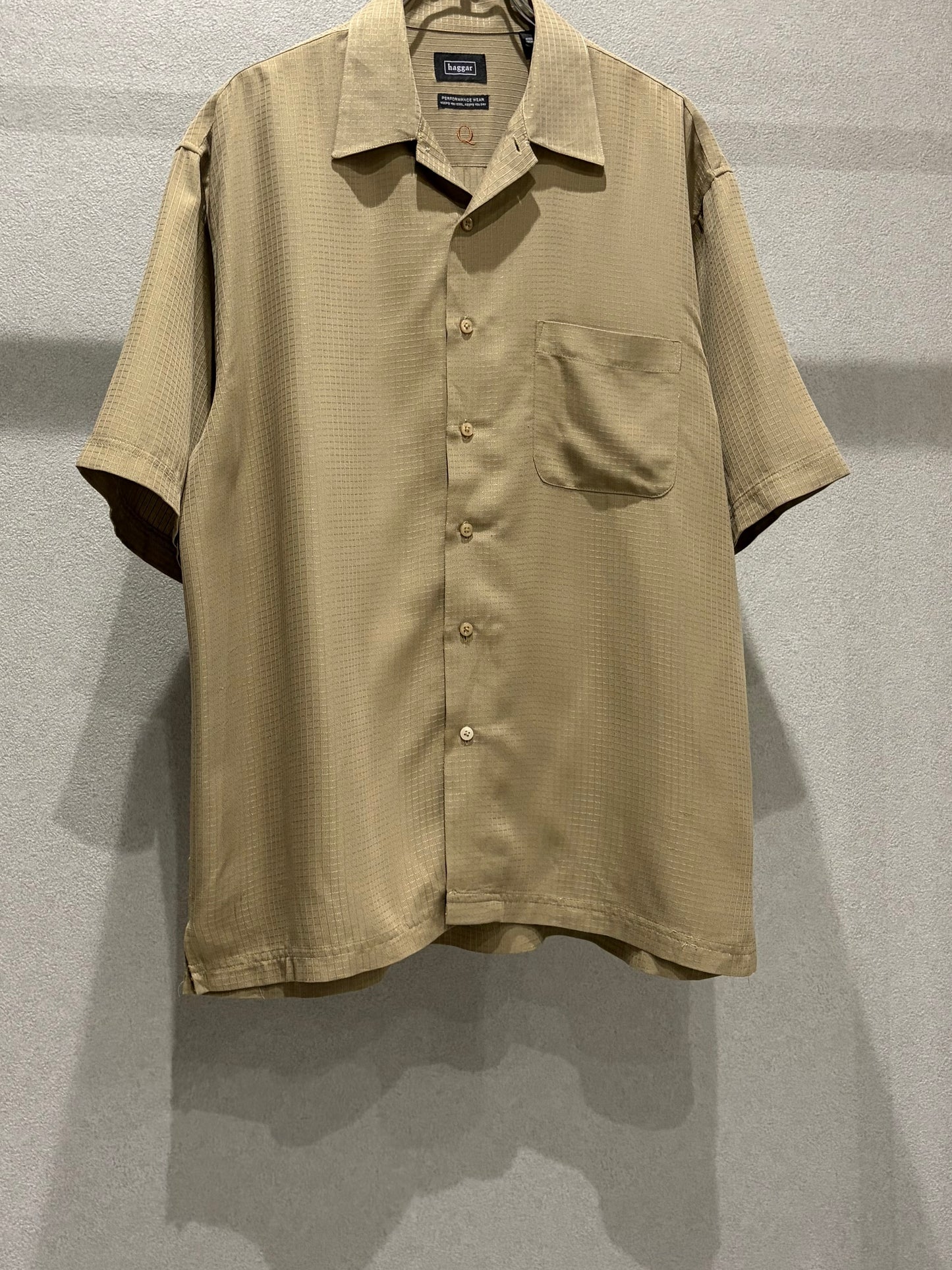 00's haggar S/S open collar shirt