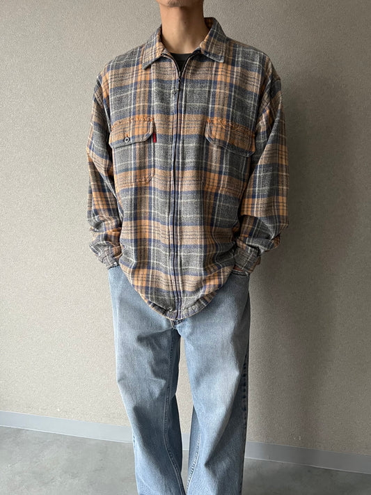 90's BUGLE BOY zip up flannel shirt