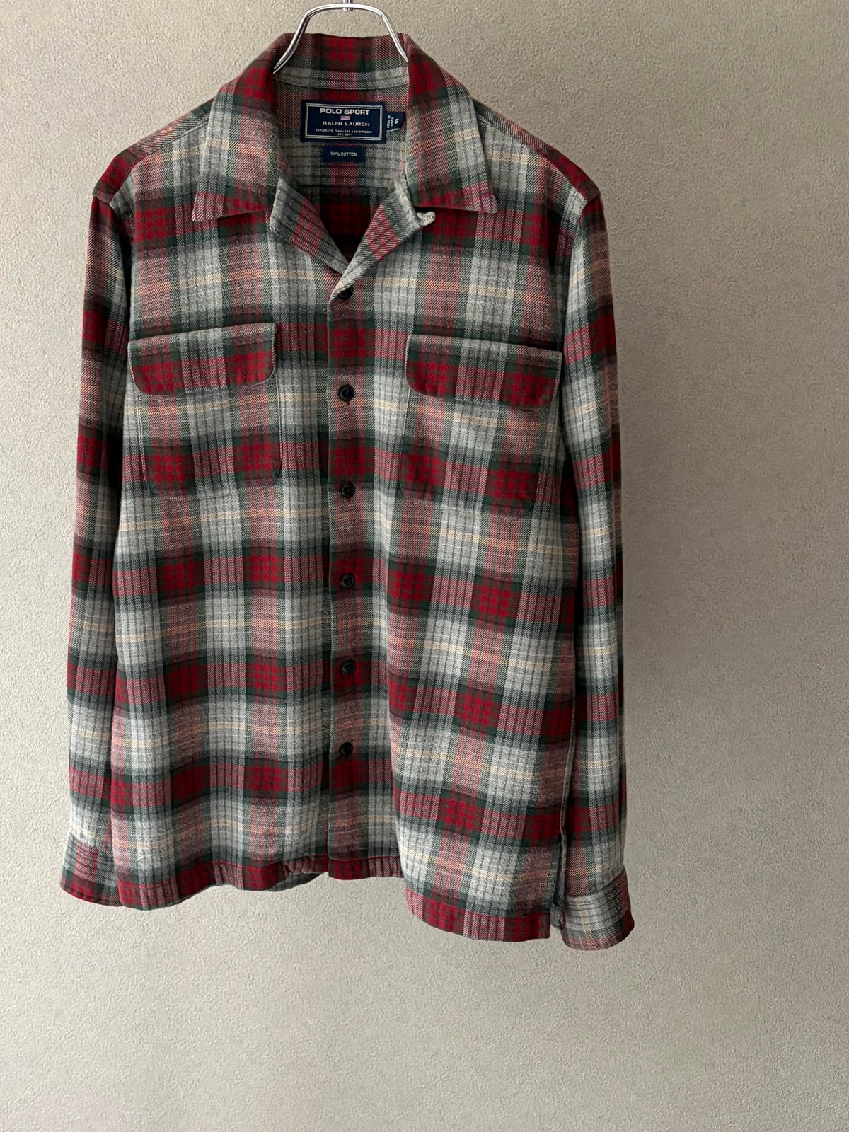 90's POLO SPORT open collar flannel shirt