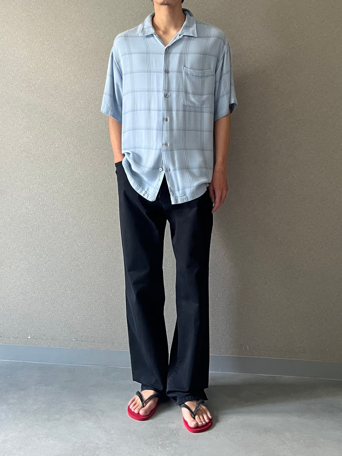 00's ARROW S/S open collar shirt