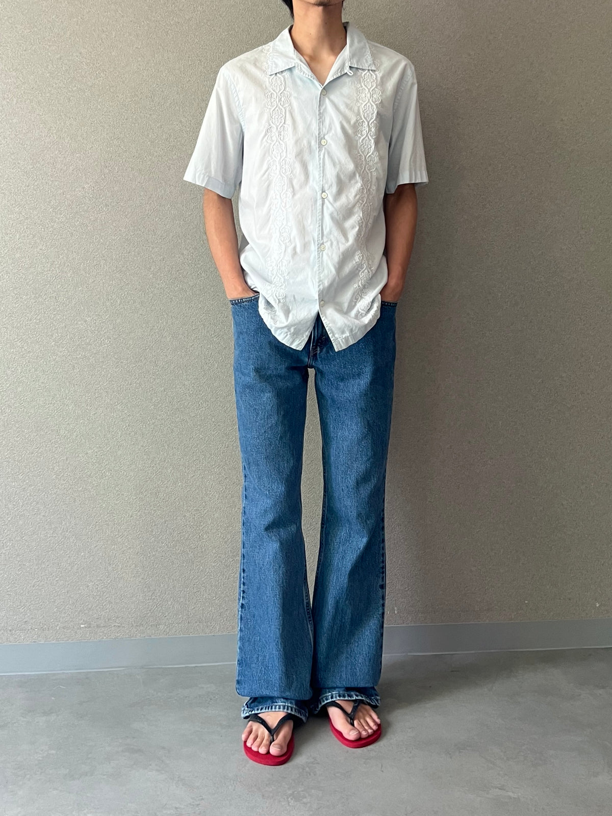 00's BANANA REPUBLIC S/S open collar shirt