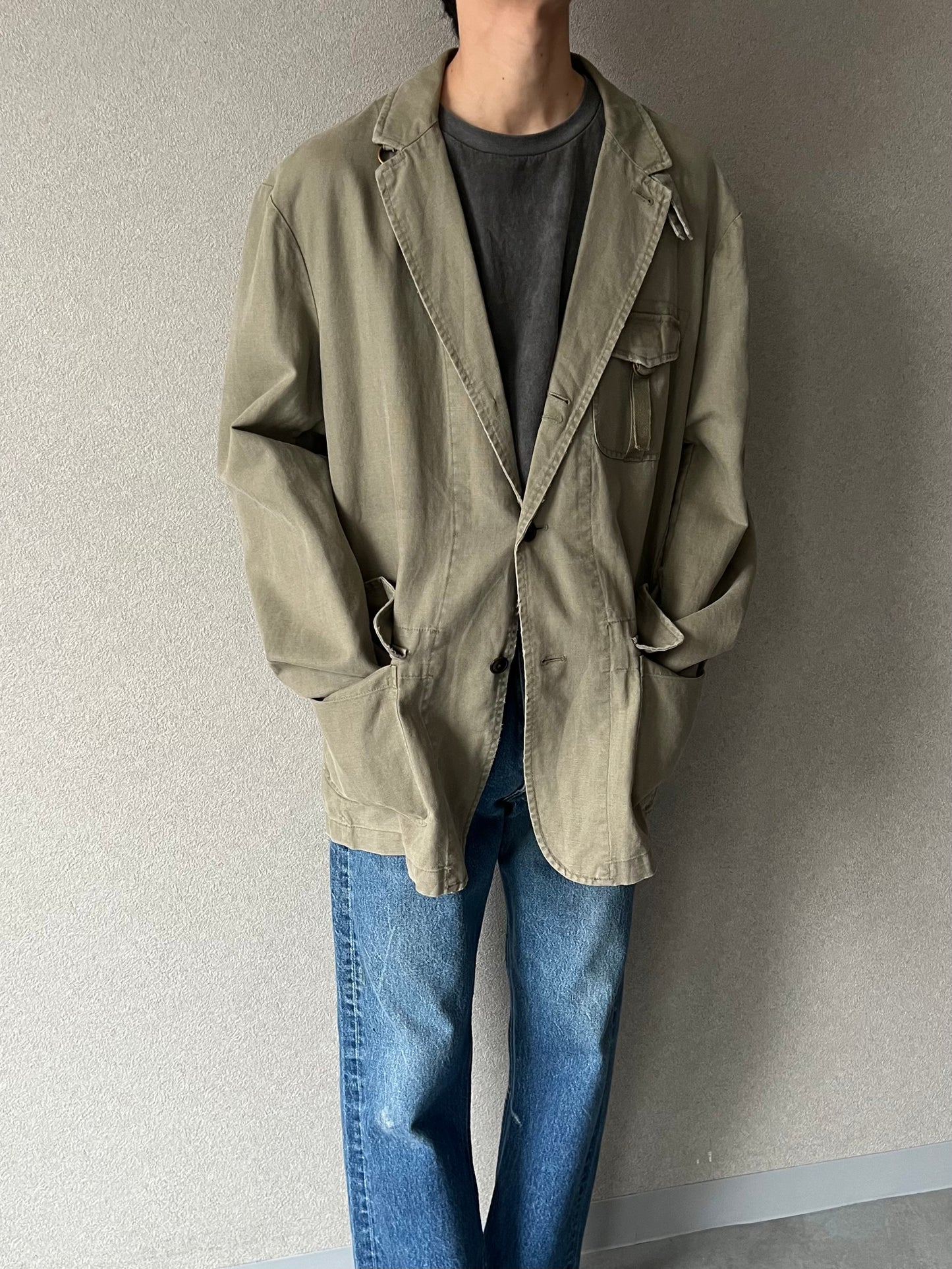90's Polo Ralph Lauren cotton × linen tailored jacket