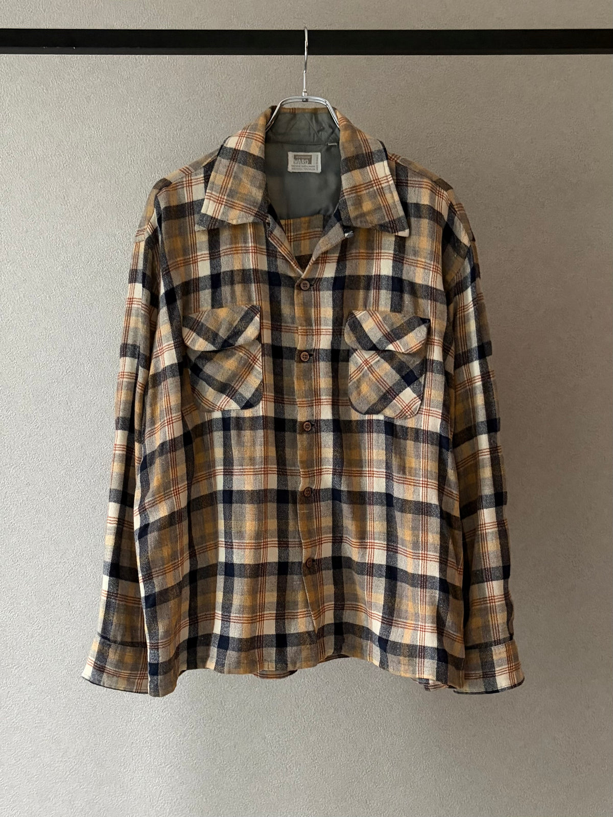 70's MONTGOMERY WARD open collar wool shirt