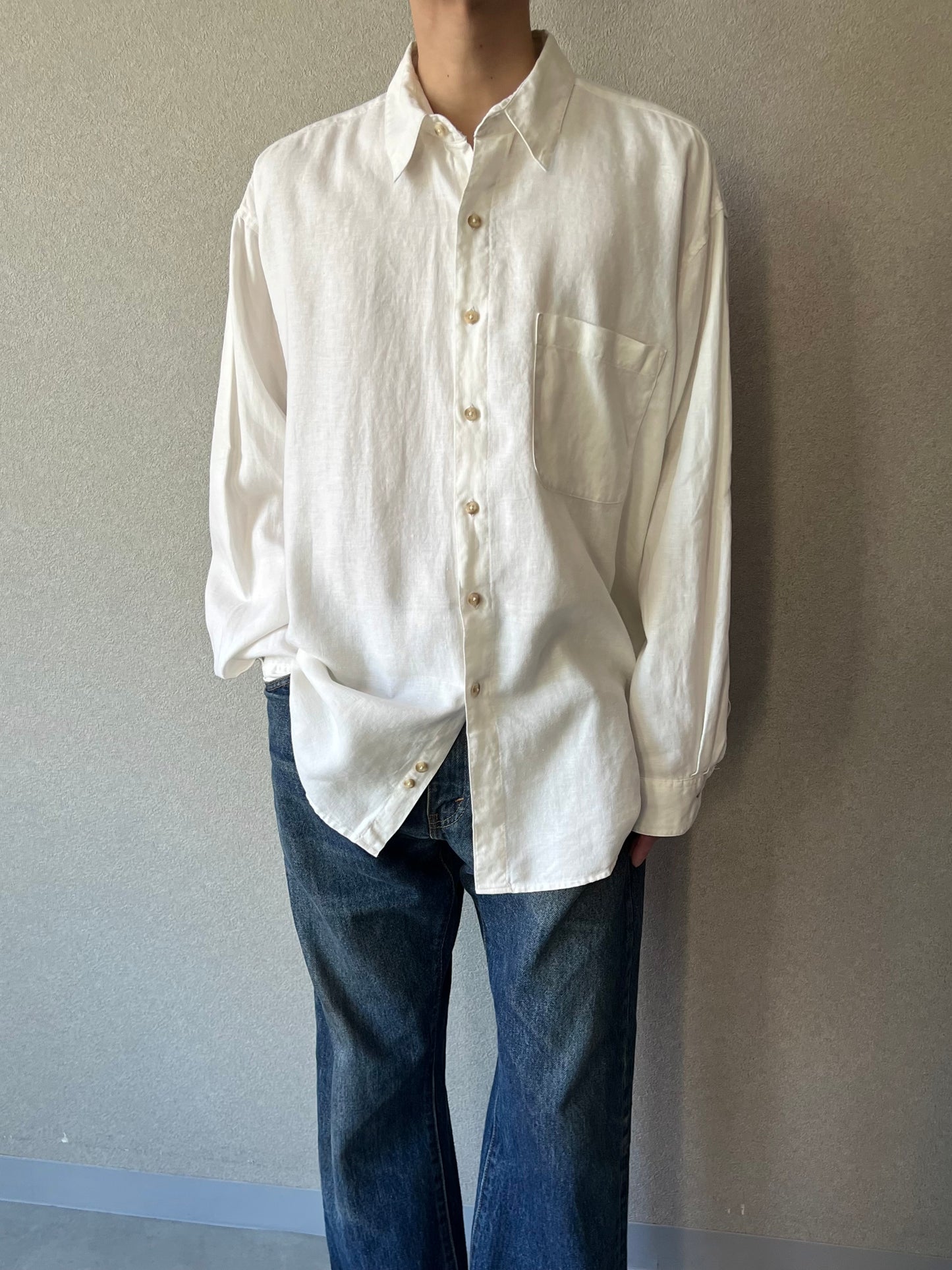 90's PERRY ELLIS linen shirt