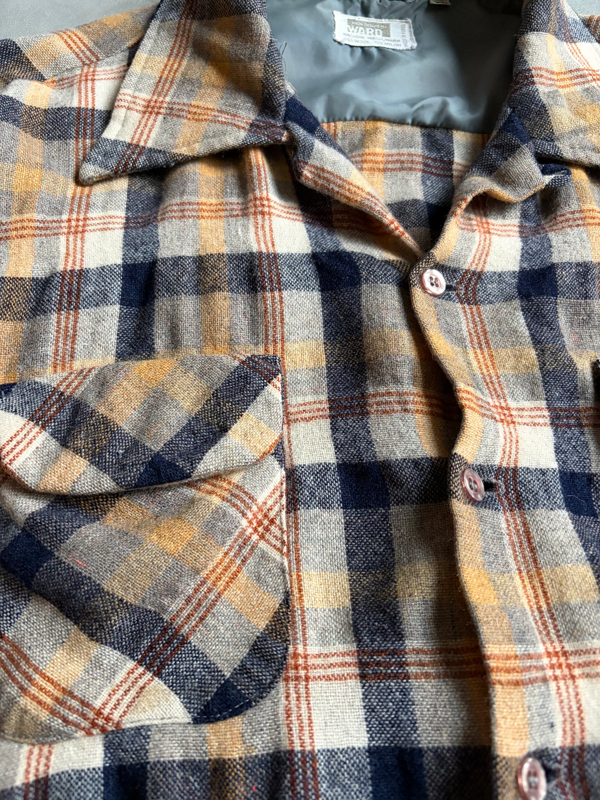 70's MONTGOMERY WARD open collar wool shirt