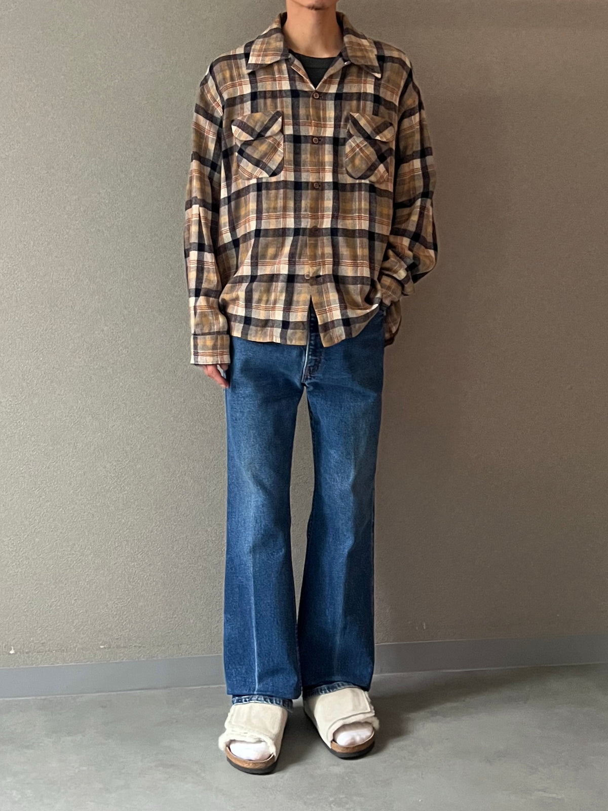 70's MONTGOMERY WARD open collar wool shirt