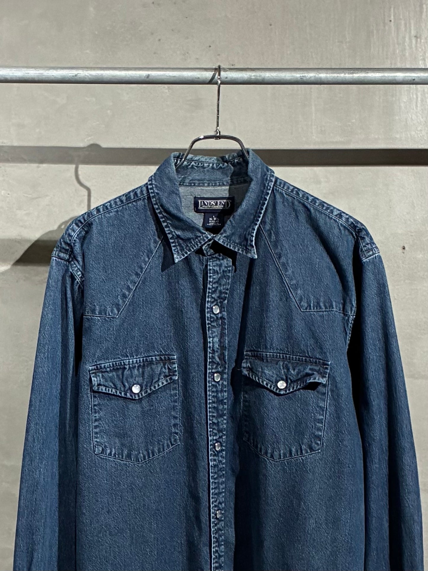 00's LANDS' END denim western shirt