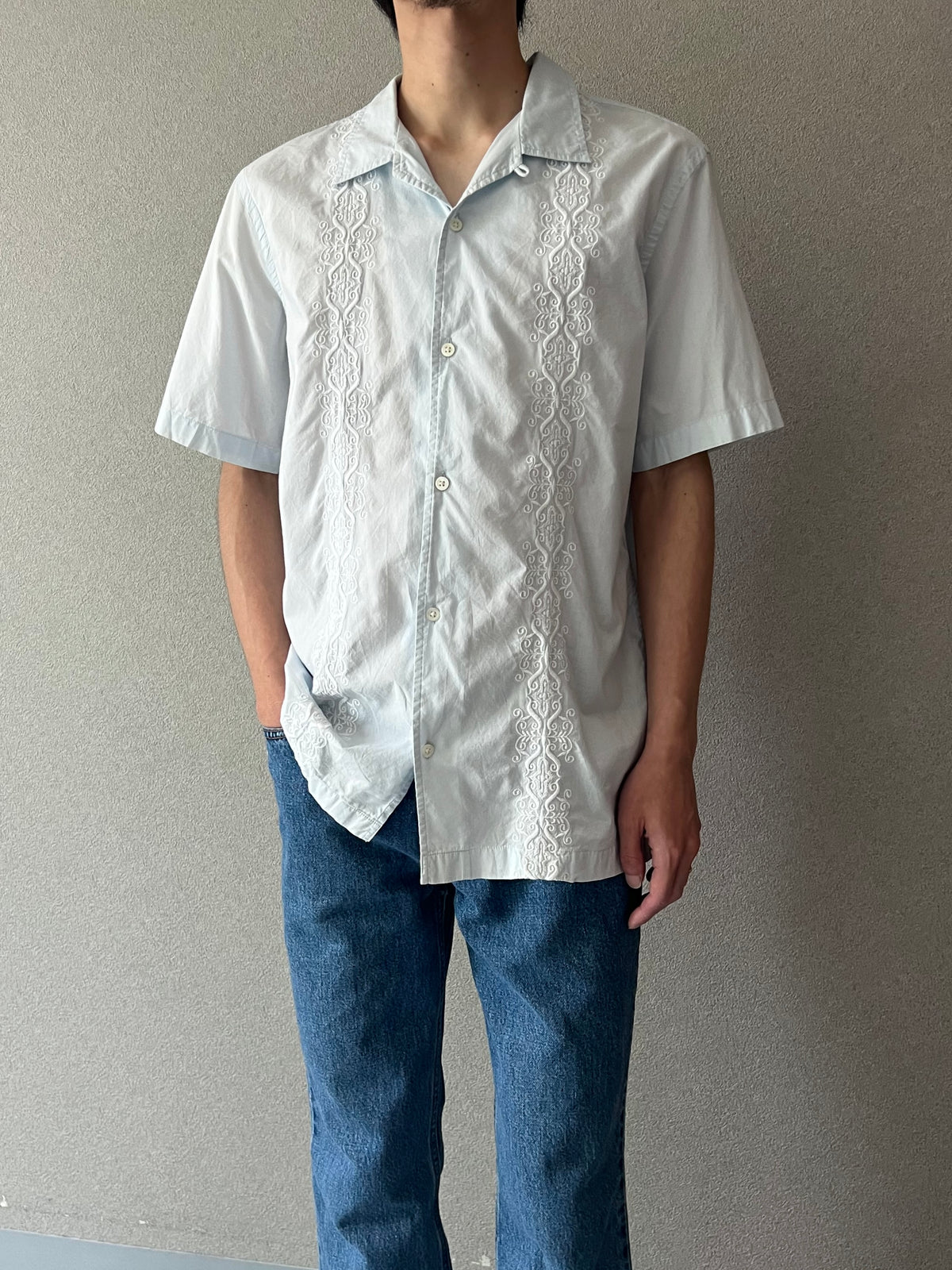 00's BANANA REPUBLIC S/S open collar shirt