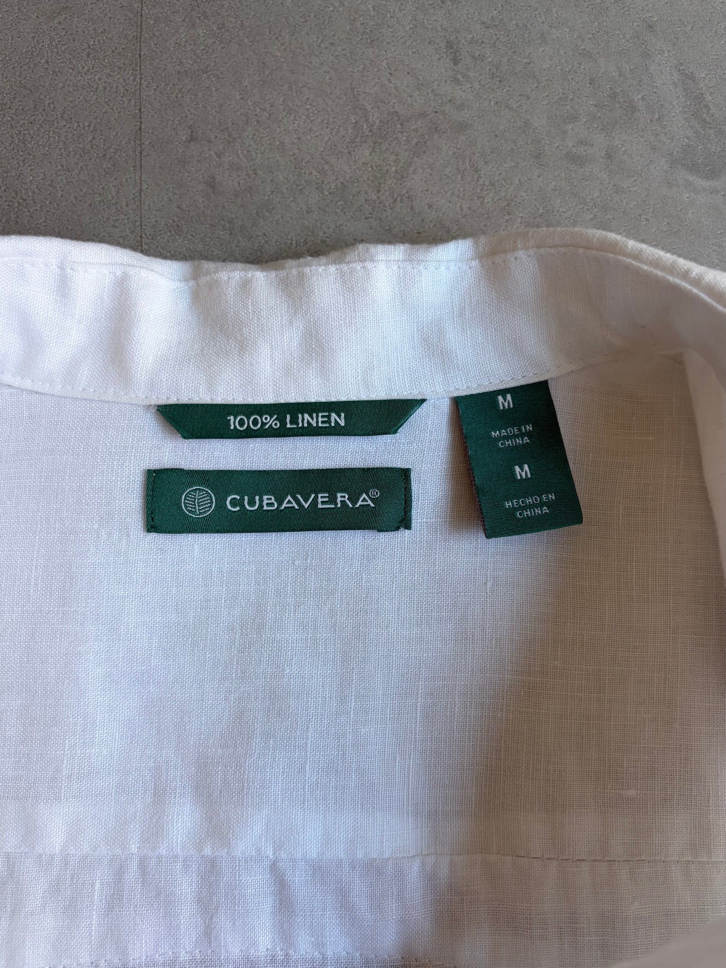 00's CUBAVERA S/S open collar linen guayabera shirt