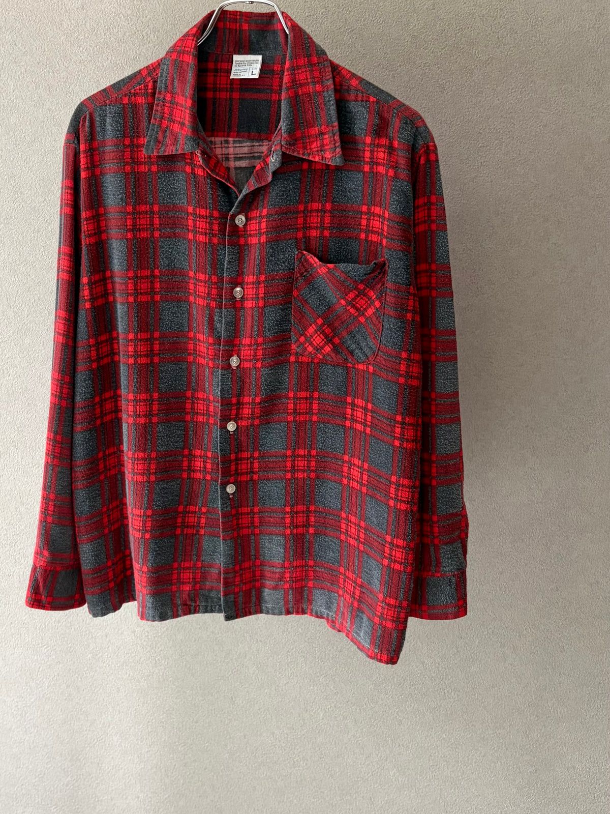 70's JC.Penney open collar flannel shirt