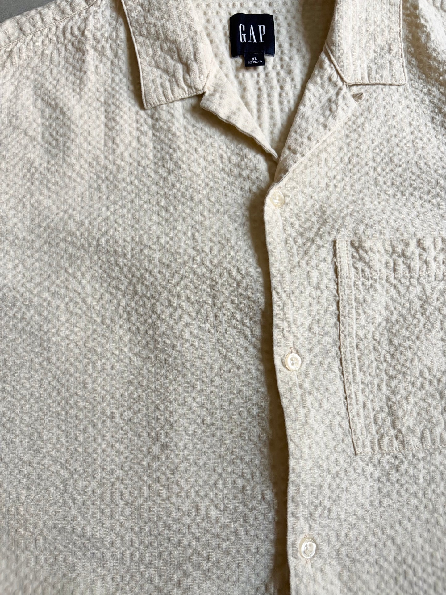 00's GAP seersucker open collar shirt
