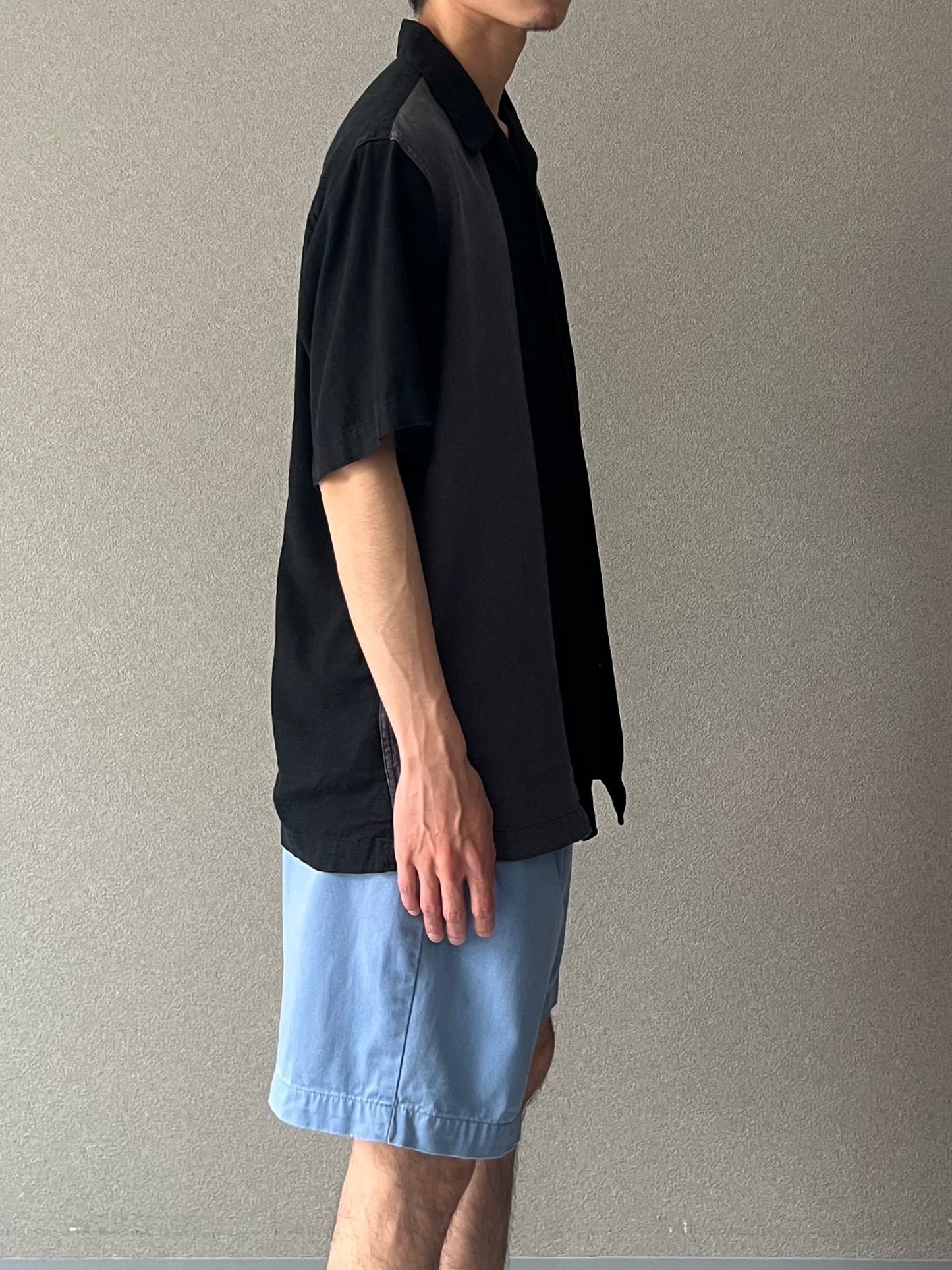 00's haggar open collar linen × rayon shirt
